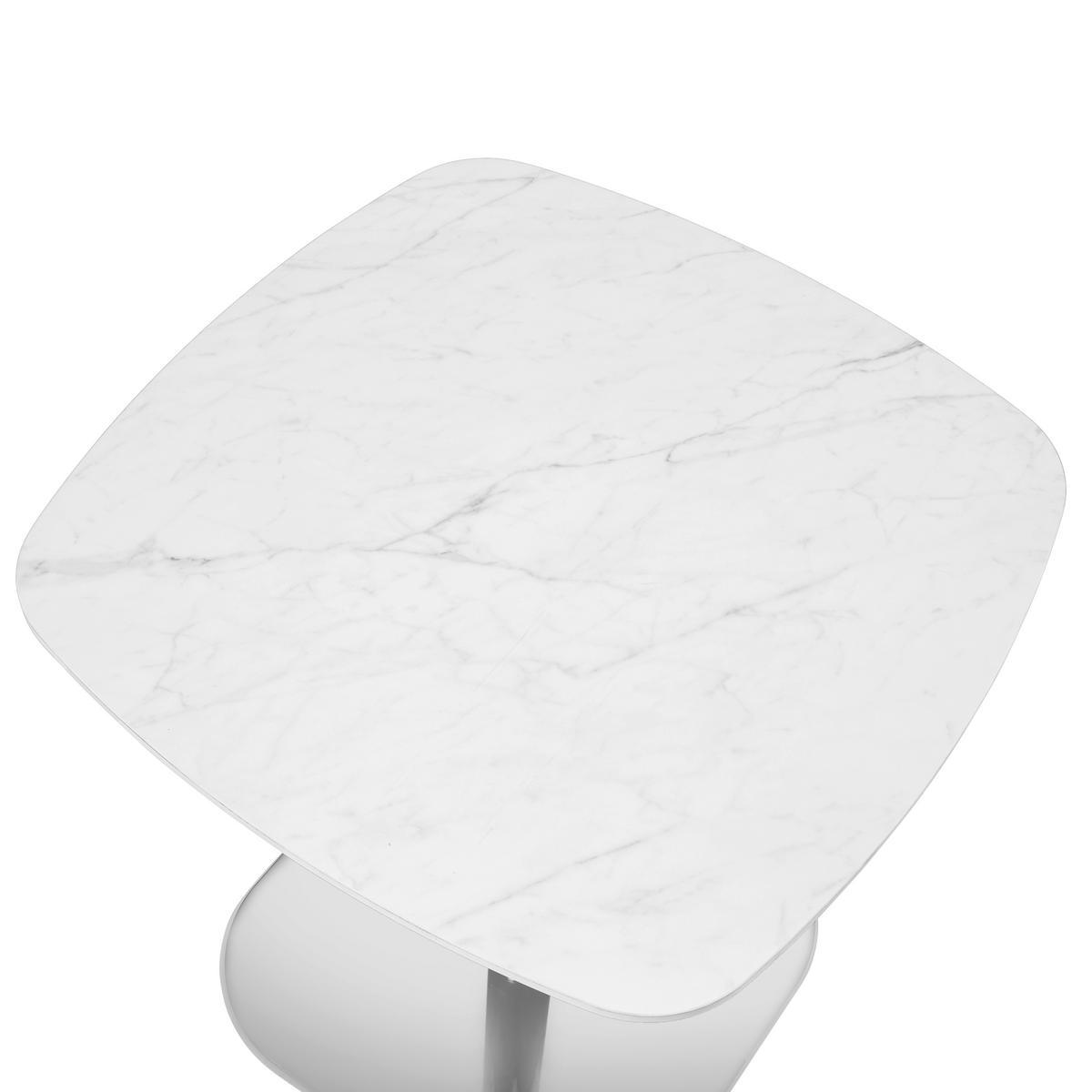 Bistrotisch Theo Weiß/Chromfarben - Chromfarben/Weiß, MODERN, Stein/Metall (70/70/75cm) - Premium Living