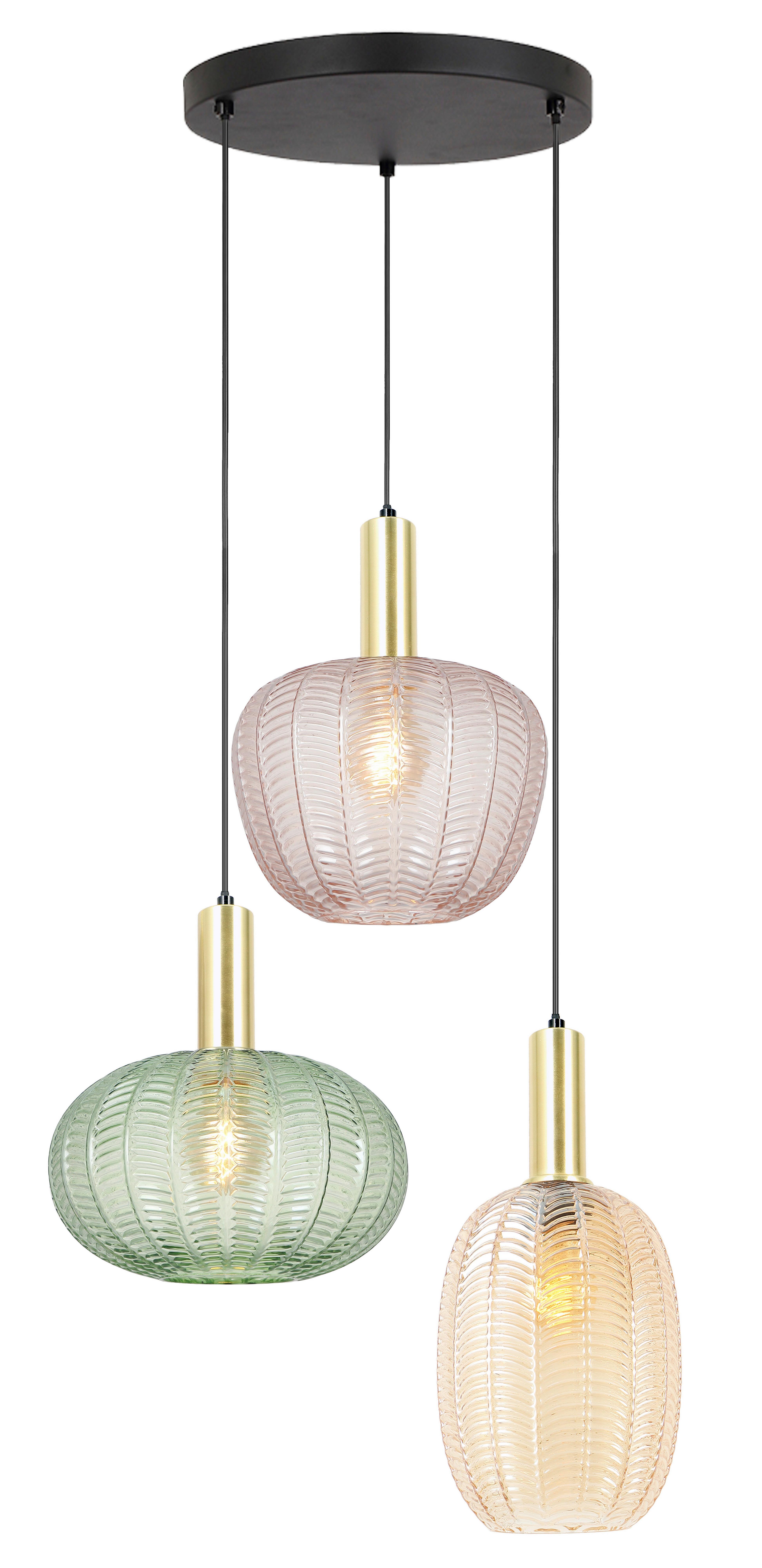 Hängeleuchte Bunti Multicolor max. 25 Watt - Pink/Goldfarben, MODERN, Glas/Metall (45/45/120cm)