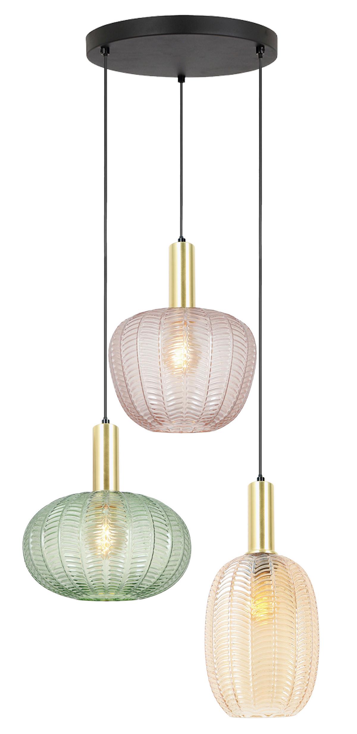 Hängeleuchte Bunti Multicolor max. 25 Watt - Pink/Goldfarben, MODERN, Glas/Metall (45/45/120cm)