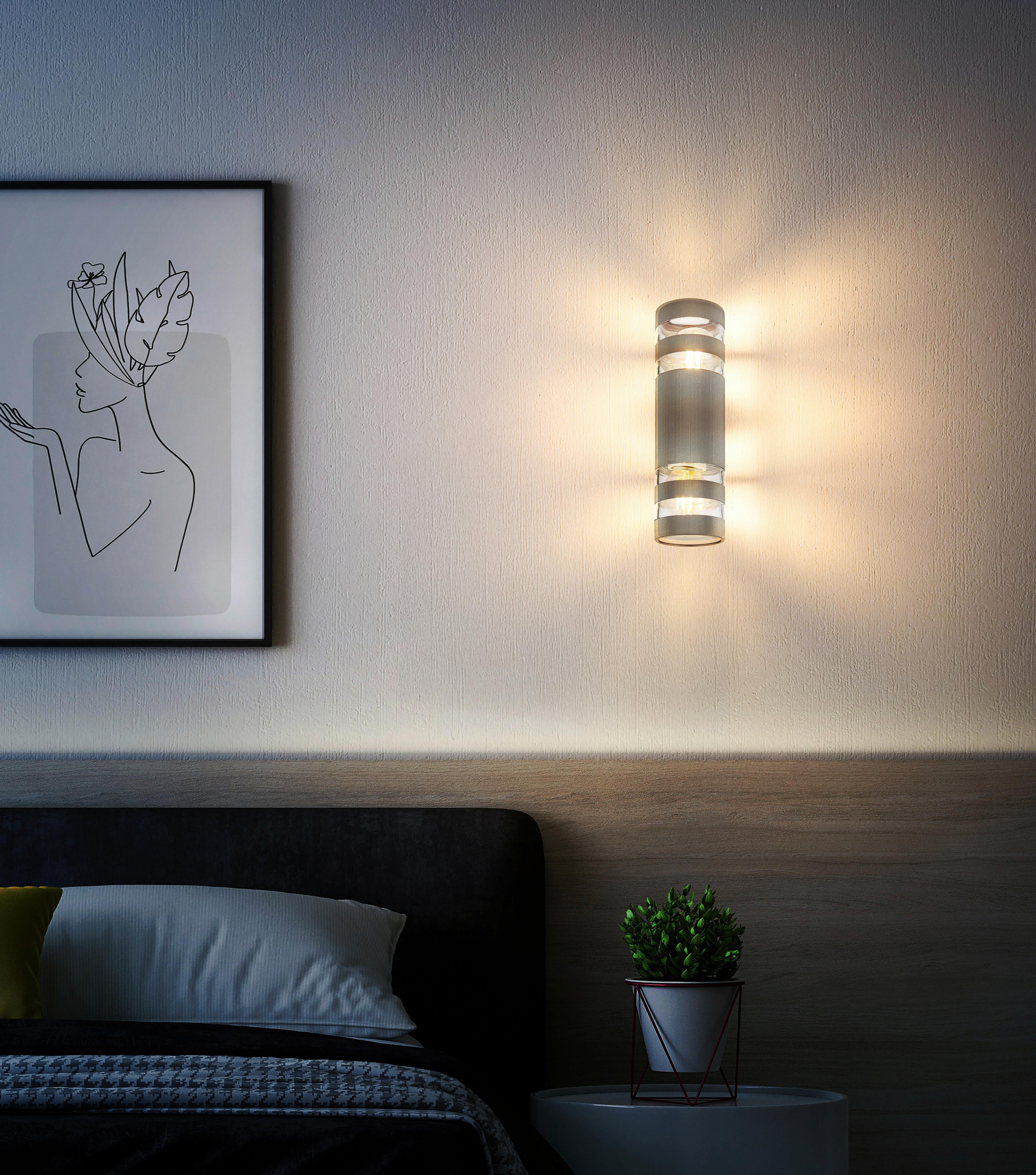 WANDLEUCHTE 78260A HAYES - Klar/Anthrazit, Basics, Glas/Kunststoff (22/6,5/6,5cm) - Globo