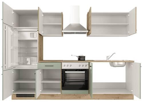 Kuhinjski Blok Cara, Zelena, Hrast - črna/zelena, Moderno, kovina/leseni material (270cm) - FlexWell