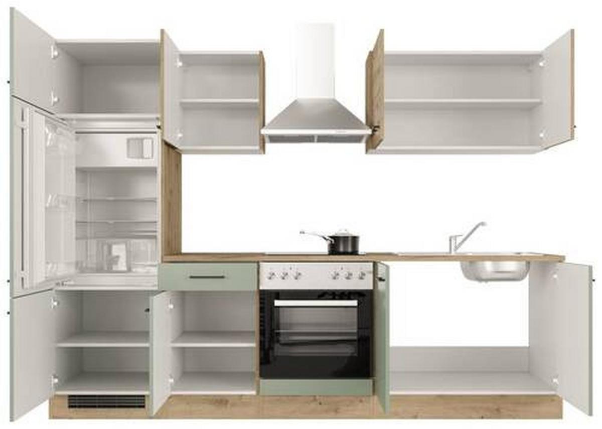 Kuhinjski Blok Cara, Zelena, Hrast - črna/zelena, Moderno, kovina/leseni material (270cm) - FlexWell