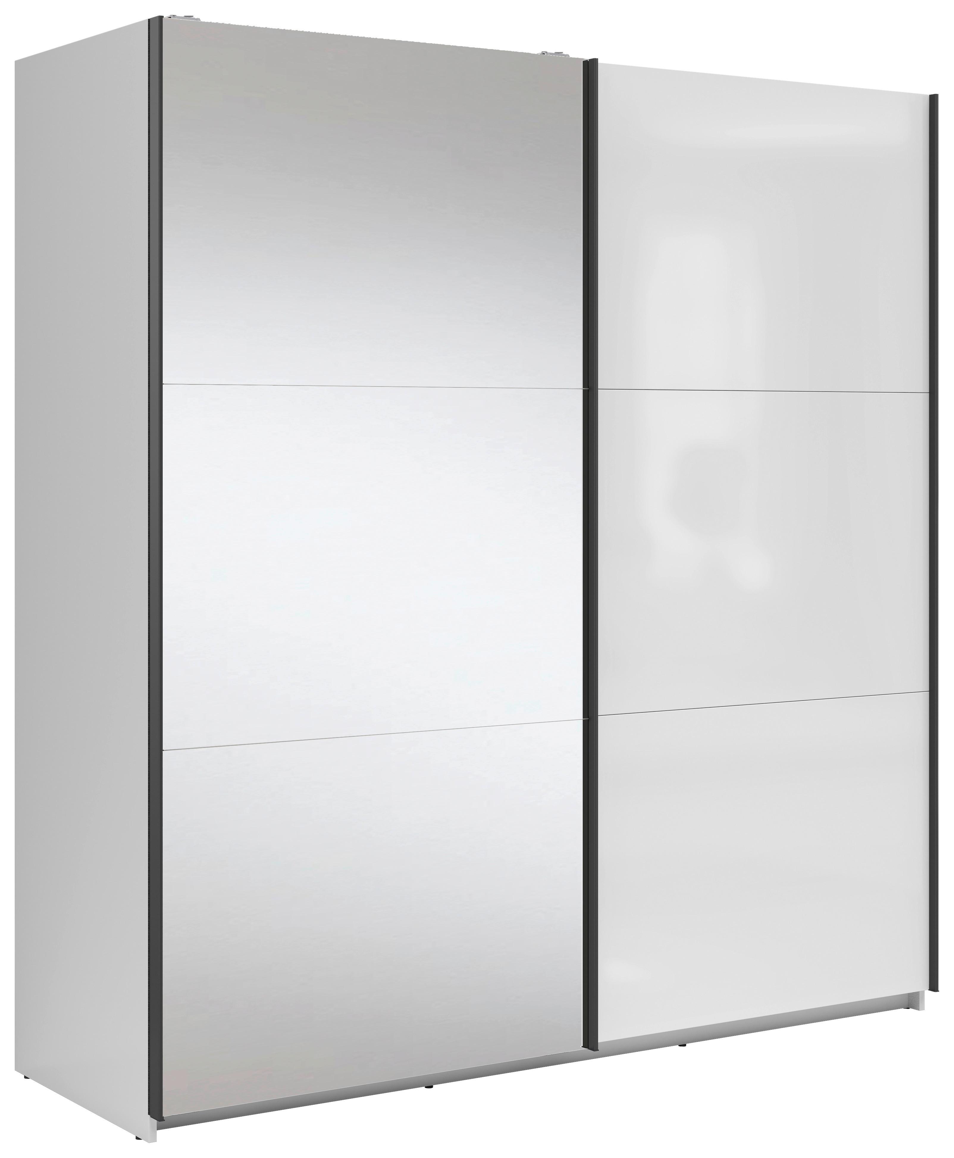 Ormar S Kliznim Vratima Tetrix - bijela visoki sjaj/prozirno, Moderno, staklo/drvni materijal (183/195,5/60cm) - Modern Living