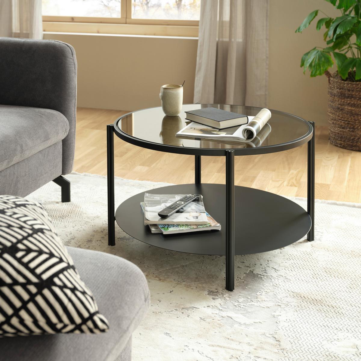 Couchtisch in Grau/Schwarz - Schwarz/Grau, Modern, Glas/Metall (70/43/70cm) - Premium Living