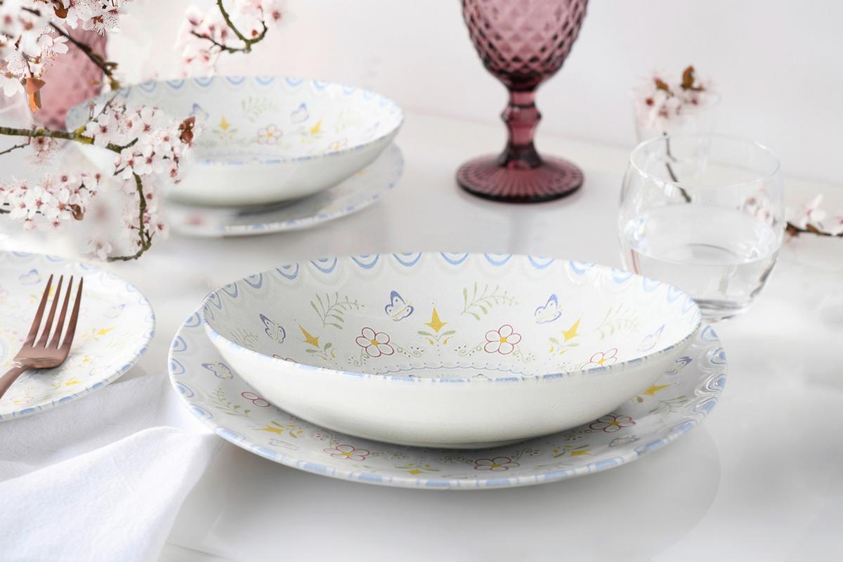 Jedilni Servis Primavera Pastell, 12-Delni - bela/večbarvno, Basics, keramika - Creatable