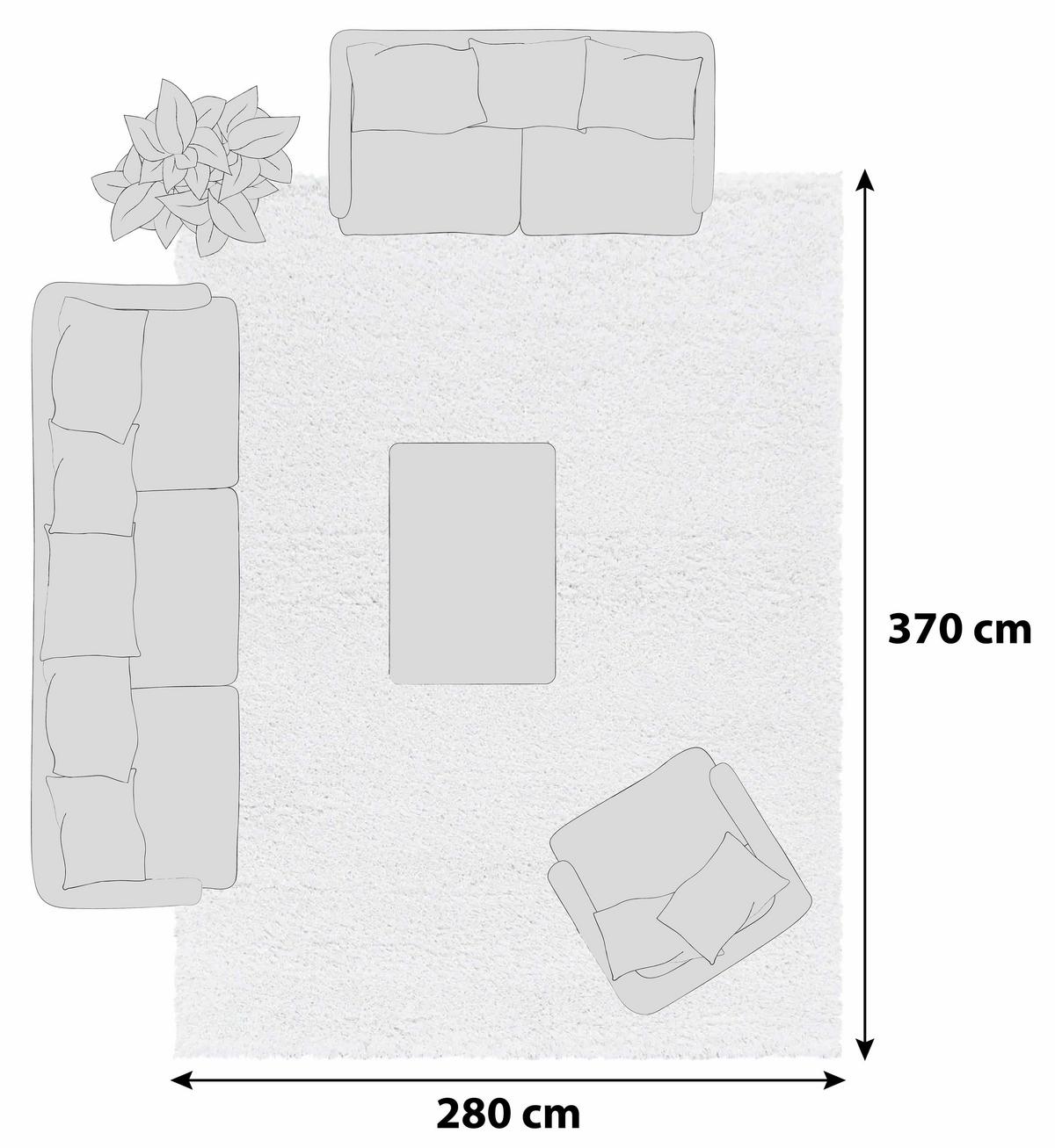 Hochflorteppich Fluffy Weiß ca. 280x370cm - Weiß, Basics, Textil (280/370cm)