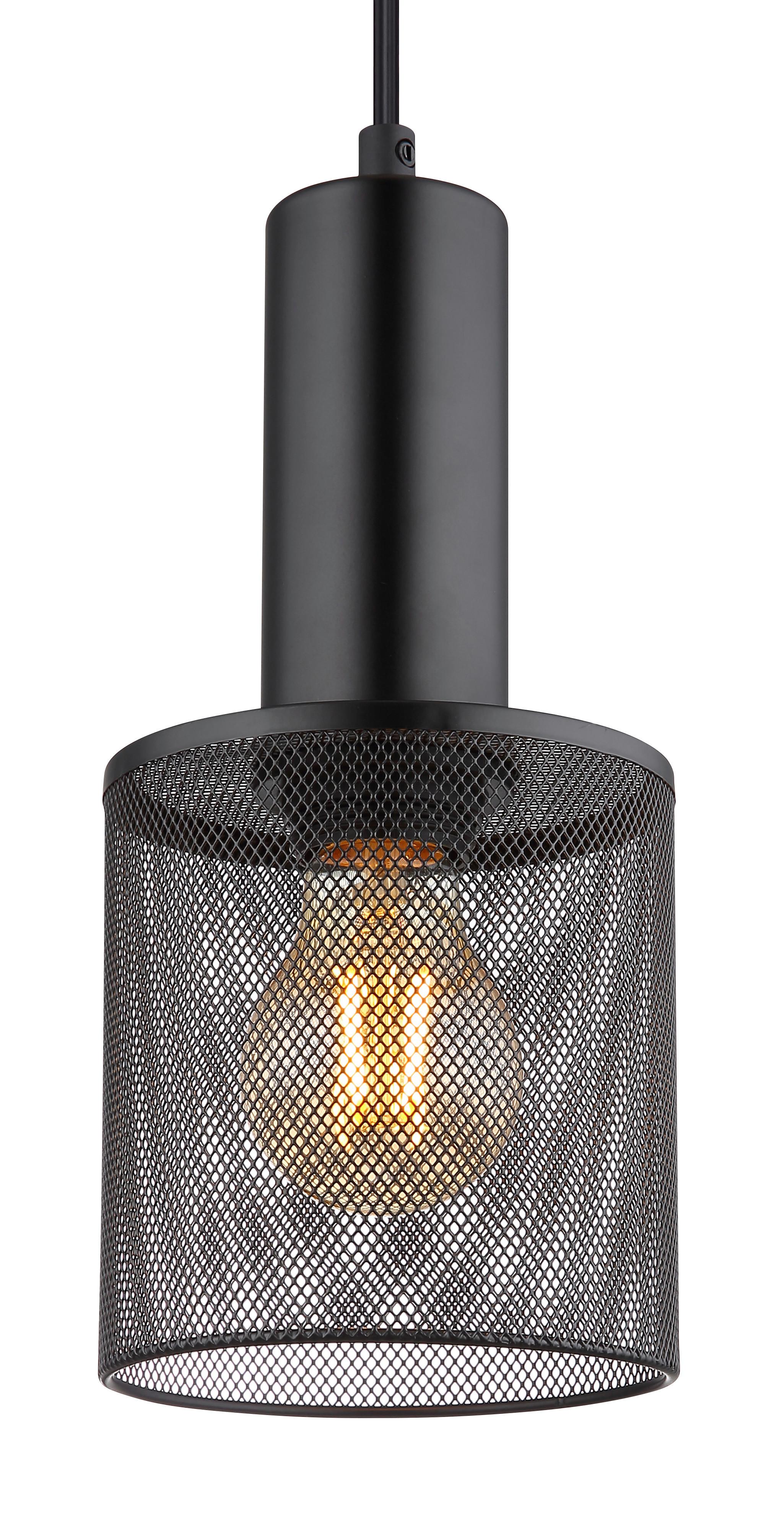 Hängeleuchte Jedd in Schwarz max. 60 Watt - Schwarz, Kunststoff/Metall (12/120cm) - Globo