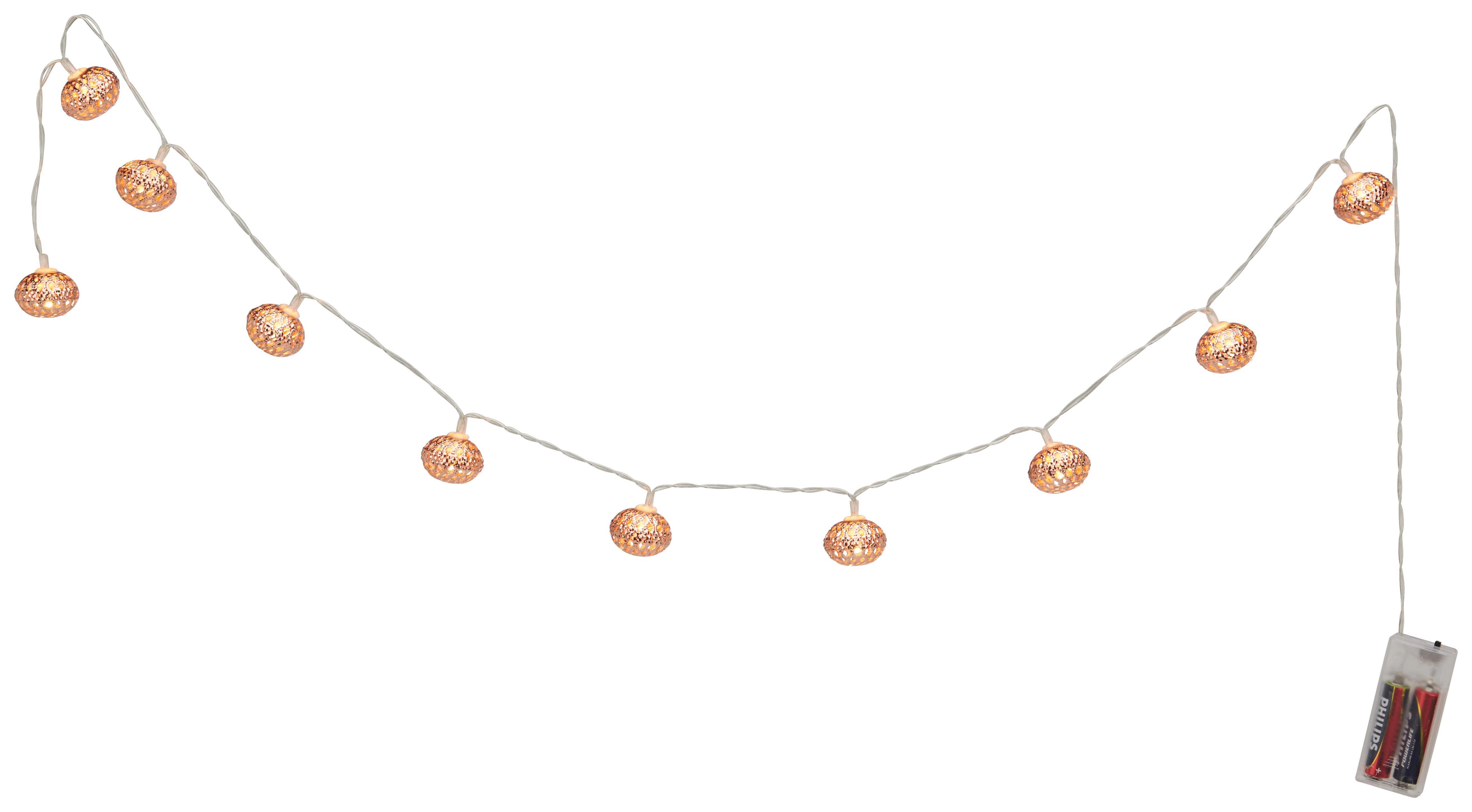 Lichterkette Marlon in Kupfer ca. 165cm - Kupferfarben, Metall (165cm)