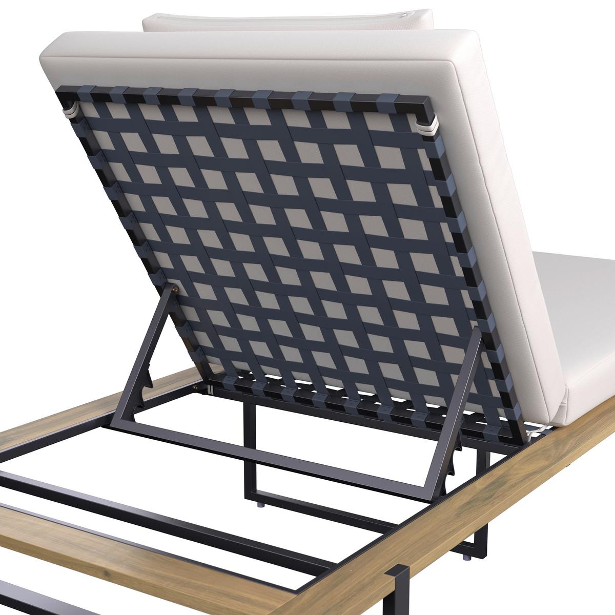 Șezlong Eva - crem/negru, Modern, lemn/metal (220/90/95cm) - Bessagi Garden