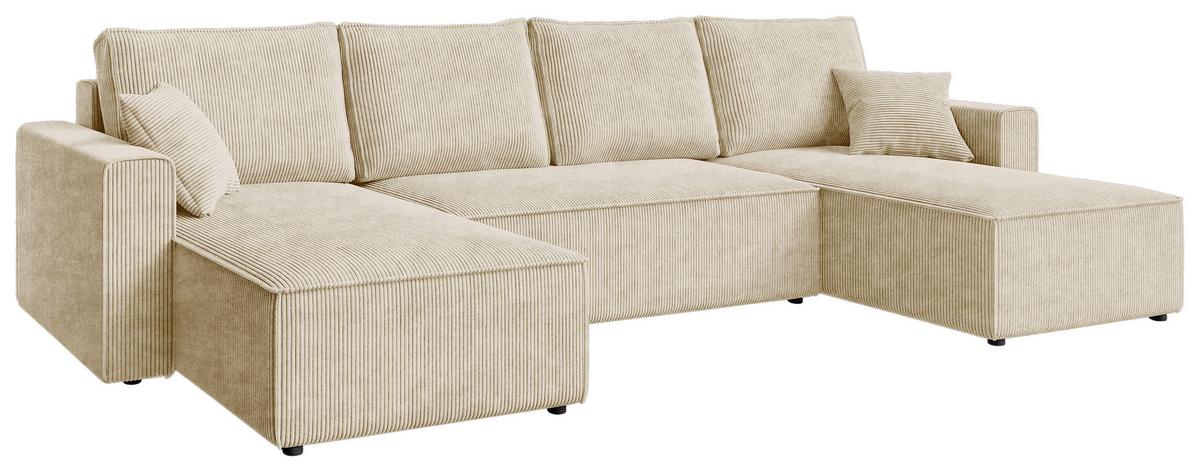 DUŻY NAROŻNIK AMBRO U - kremowy/czarny, Konventionell, tworzywo sztuczne/tkanina (140/305/140cm) - Carryhome