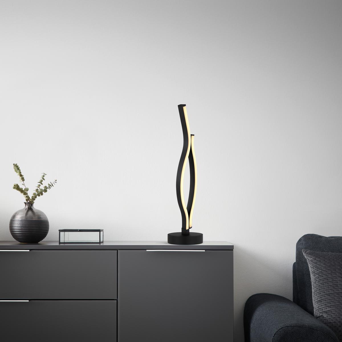 LED-Tischleuchte Relo in Opal/Schwarz max. 12 Watt - Opal/Schwarz, MODERN, Kunststoff/Metall (12/47cm) - Mömax