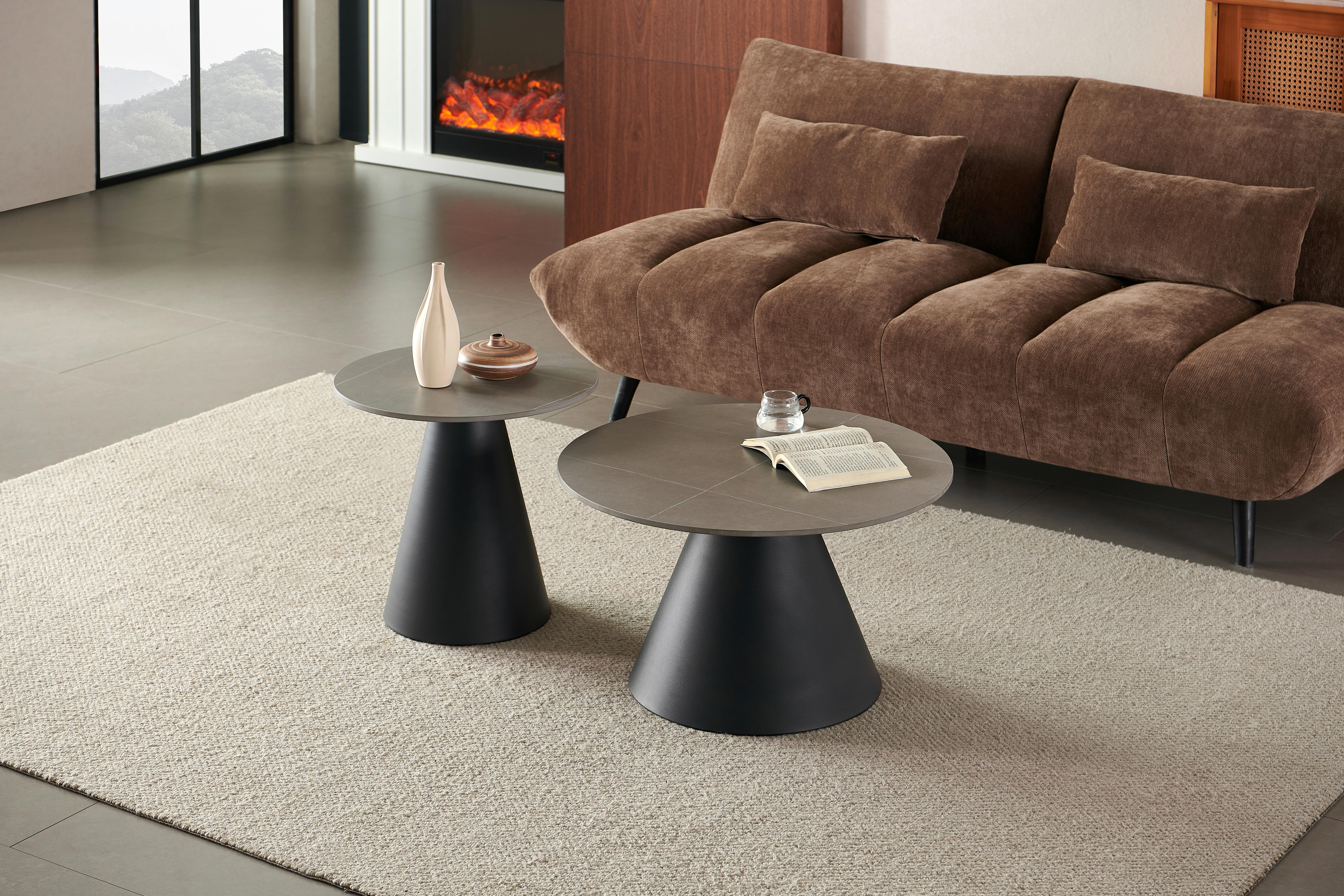 Stolić Preston - siva/crna, Moderno, kamen/metal (70/50/70/50/40/46cm) - Modern Living