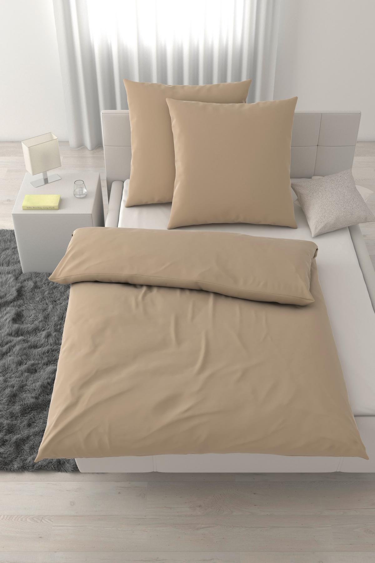 Bettwäsche Xenia Uni XXL Beige ca. 200x200cm - Beige, MODERN, Textil (200/200cm) - Premium Living