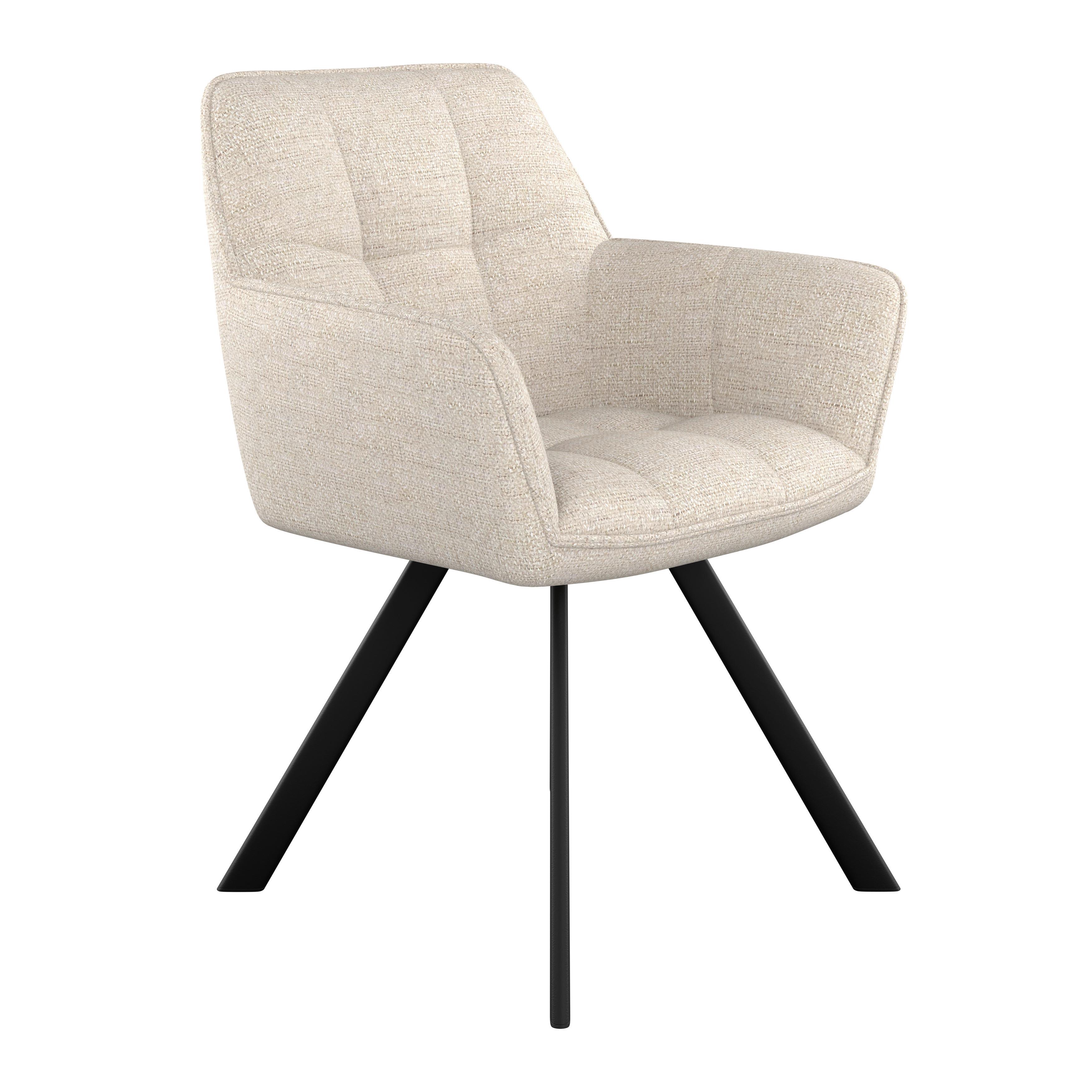 Naslanjač Romy, Krem - črna/krem barve, Moderno, kovina/tekstil (63/84,5/62cm)