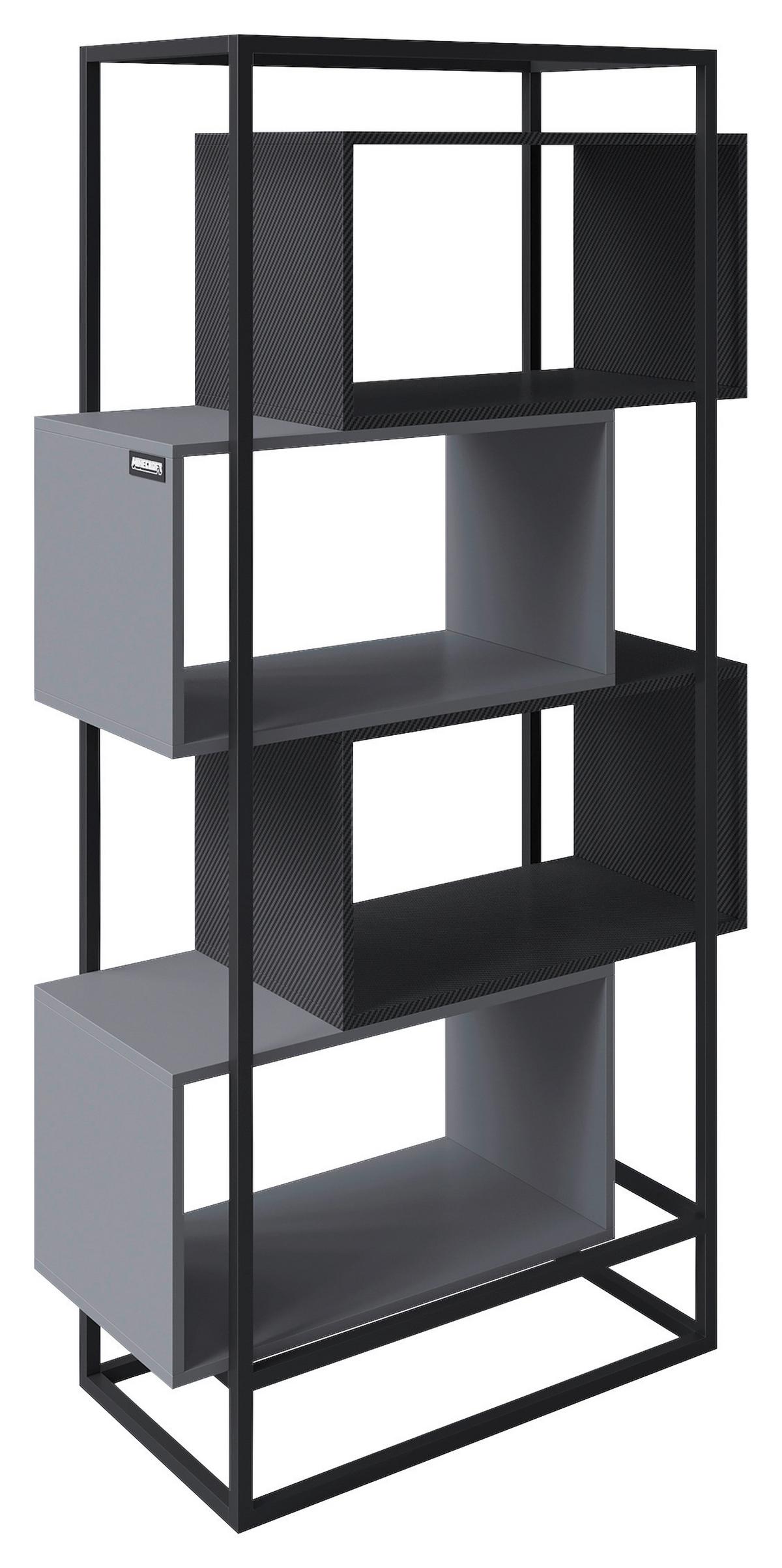 Regal Minecraft ca. 70x164x38 cm Schwarz/Grau - Schwarz/Grau, MODERN, Holzwerkstoff/Metall (70/164/38cm) - Minecraft