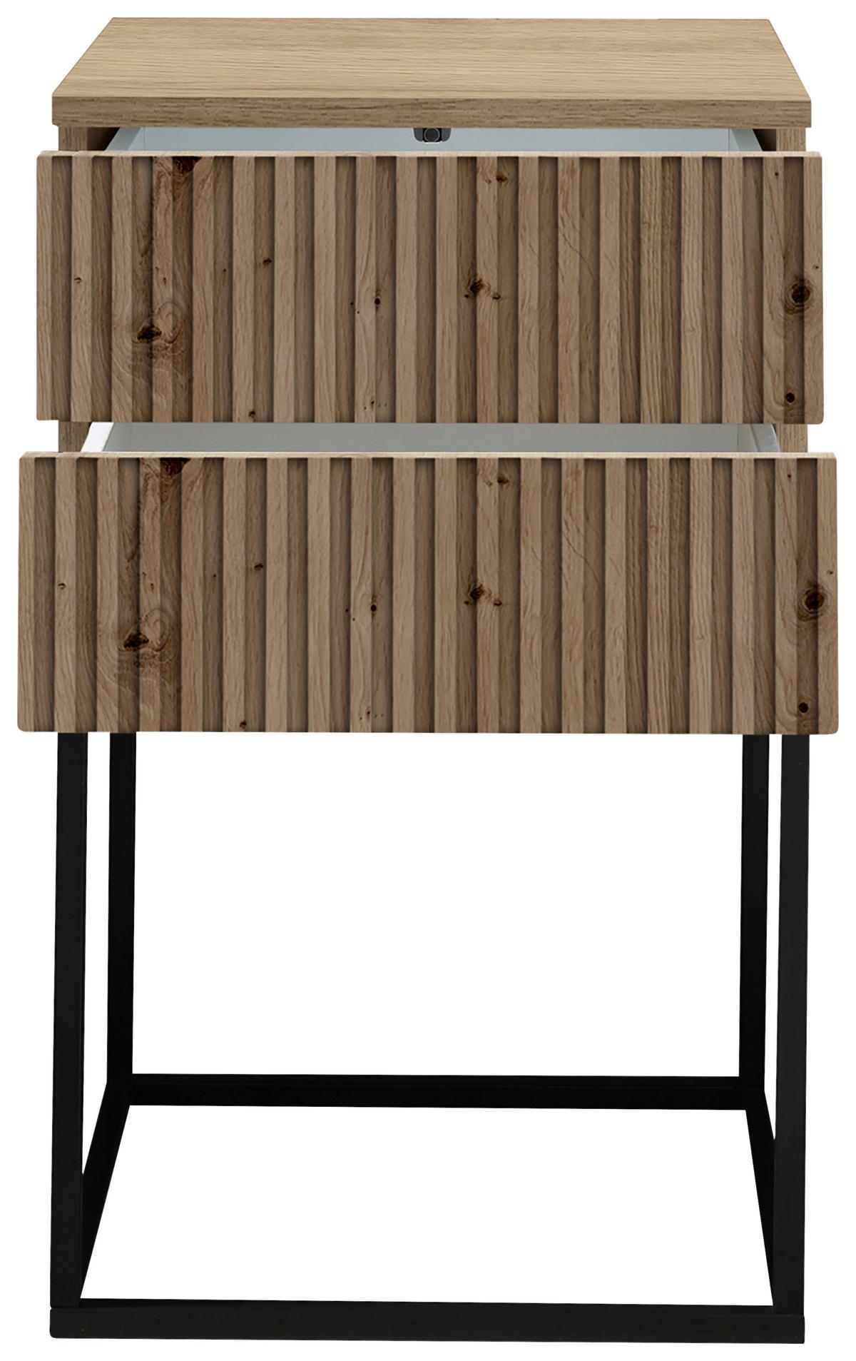 SZAFKA NOCNA MARLE - czarny/dąb artisan, Modern, materiał drewnopochodny/metal (40/65/38,5cm) - Livetastic