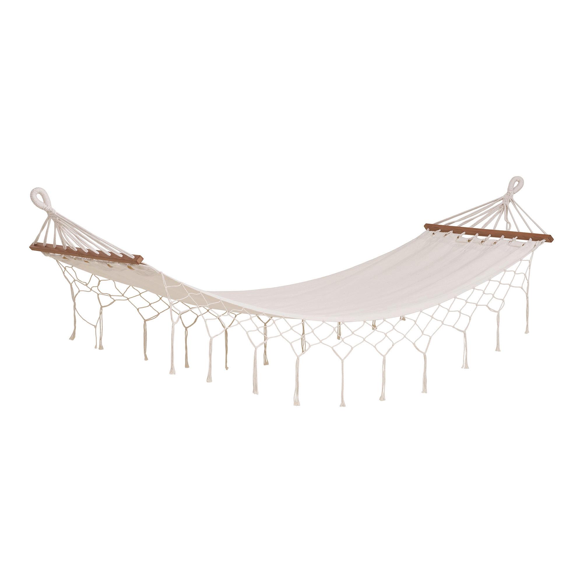 Hängematte Edessa Weiß - Weiß, Basics, Holz/Textil (200/3/80cm)