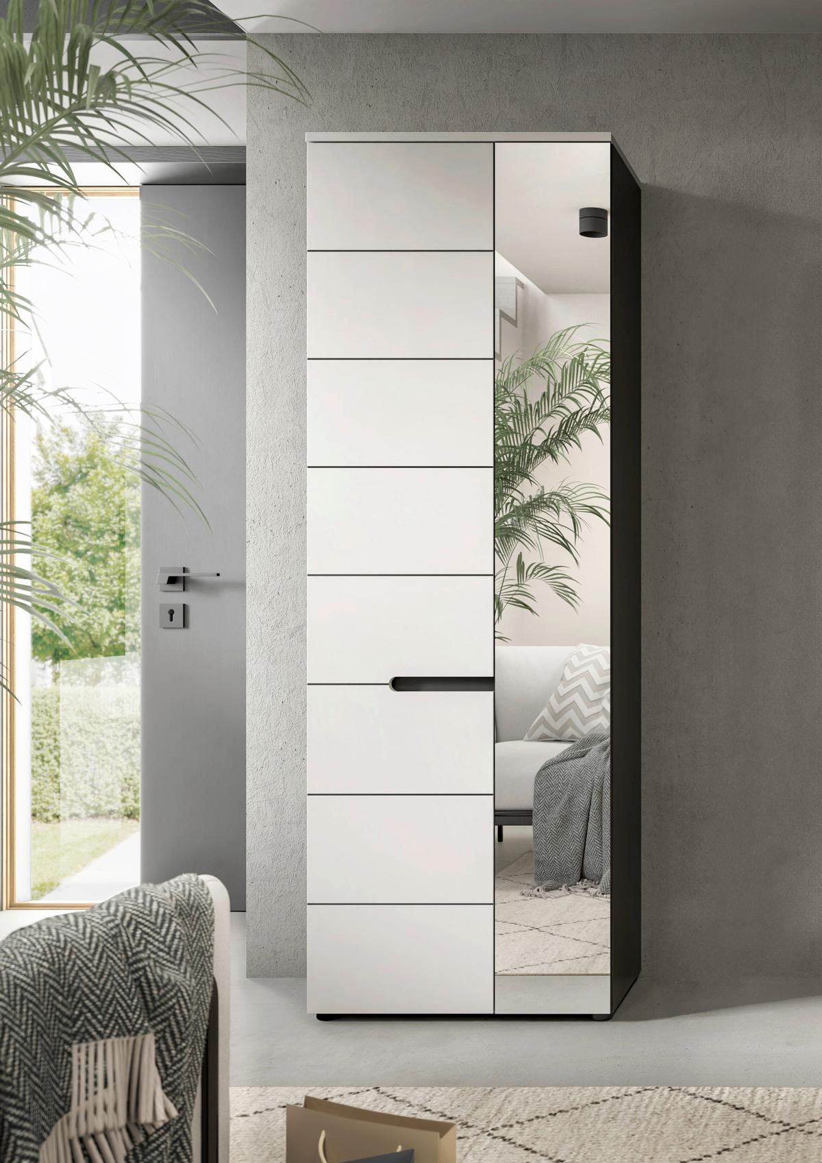 Garderobna Omara Canu, Bela, Siva - siva/bela, Design, leseni material (65/190/37cm) - Livetastic