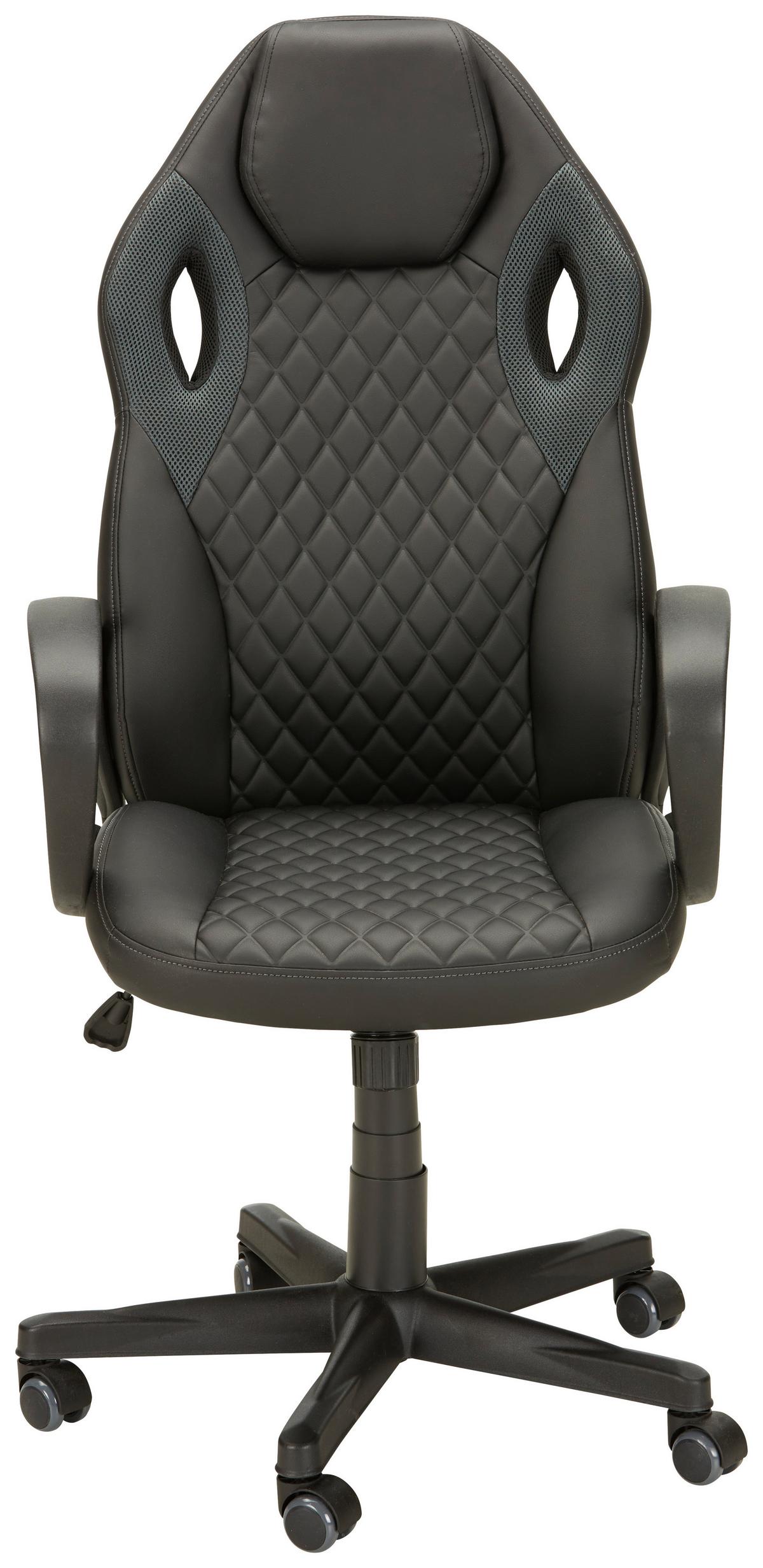 Főnöki Szék Fekete Erol - fekete/szürke, Modern, műanyag/textil (61/107-117/66cm) - Mömax