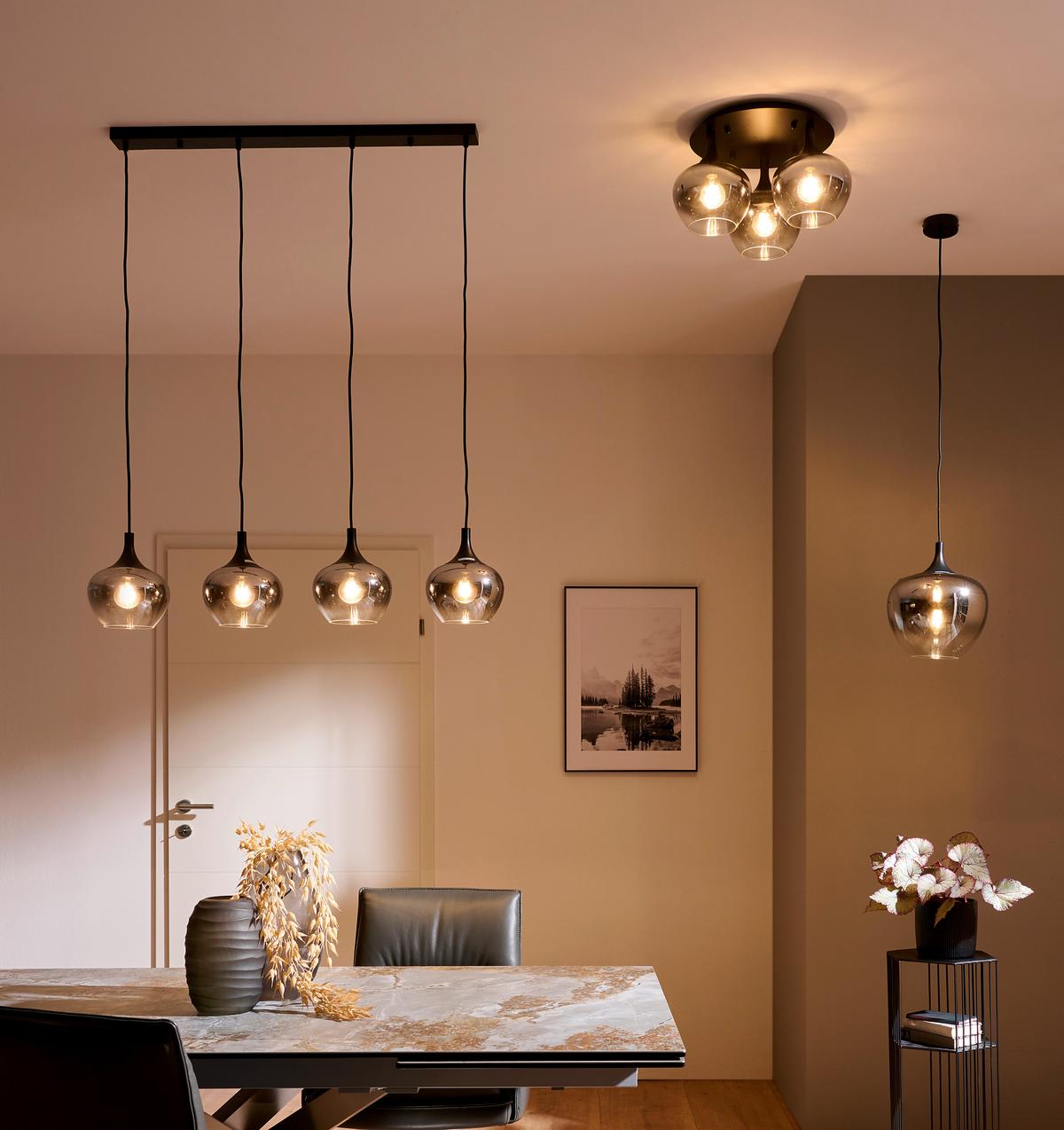 LAMPA WISZĄCA MAJKA - czarny, Design, metal/szkło (100/18/120cm) - Globo