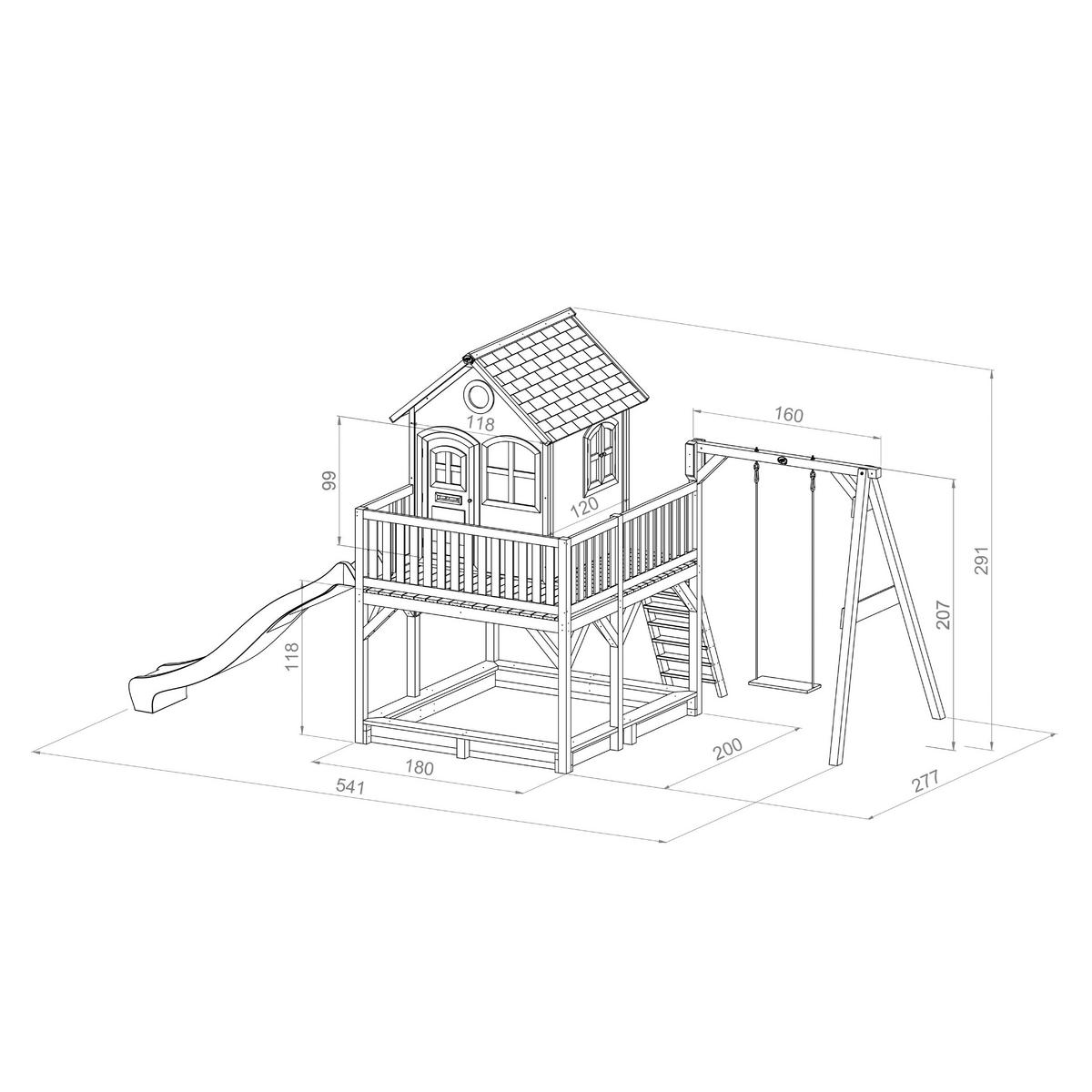 SPIELTURM A030.152.21 - Rot/Braun, KONVENTIONELL, Holz/Kunststoff (541/291/277cm) - Ambia Garden