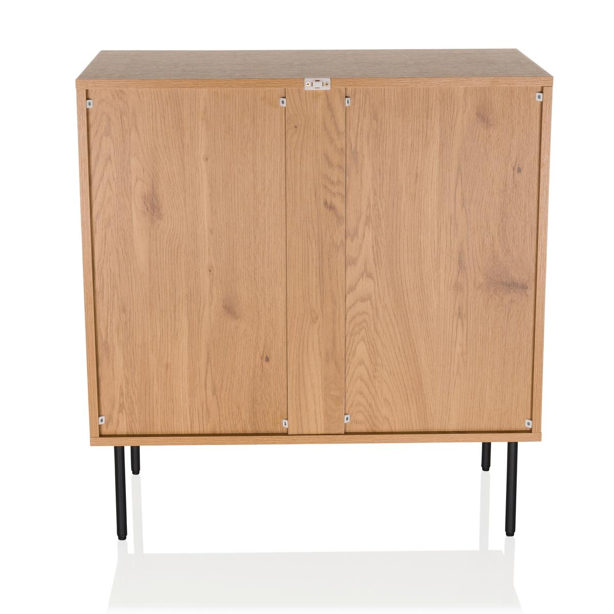 Komoda Linno, Barva Hrasta - črna/barve hrasta, Moderno, kovina/leseni material (80/85/40cm) - MID.YOU