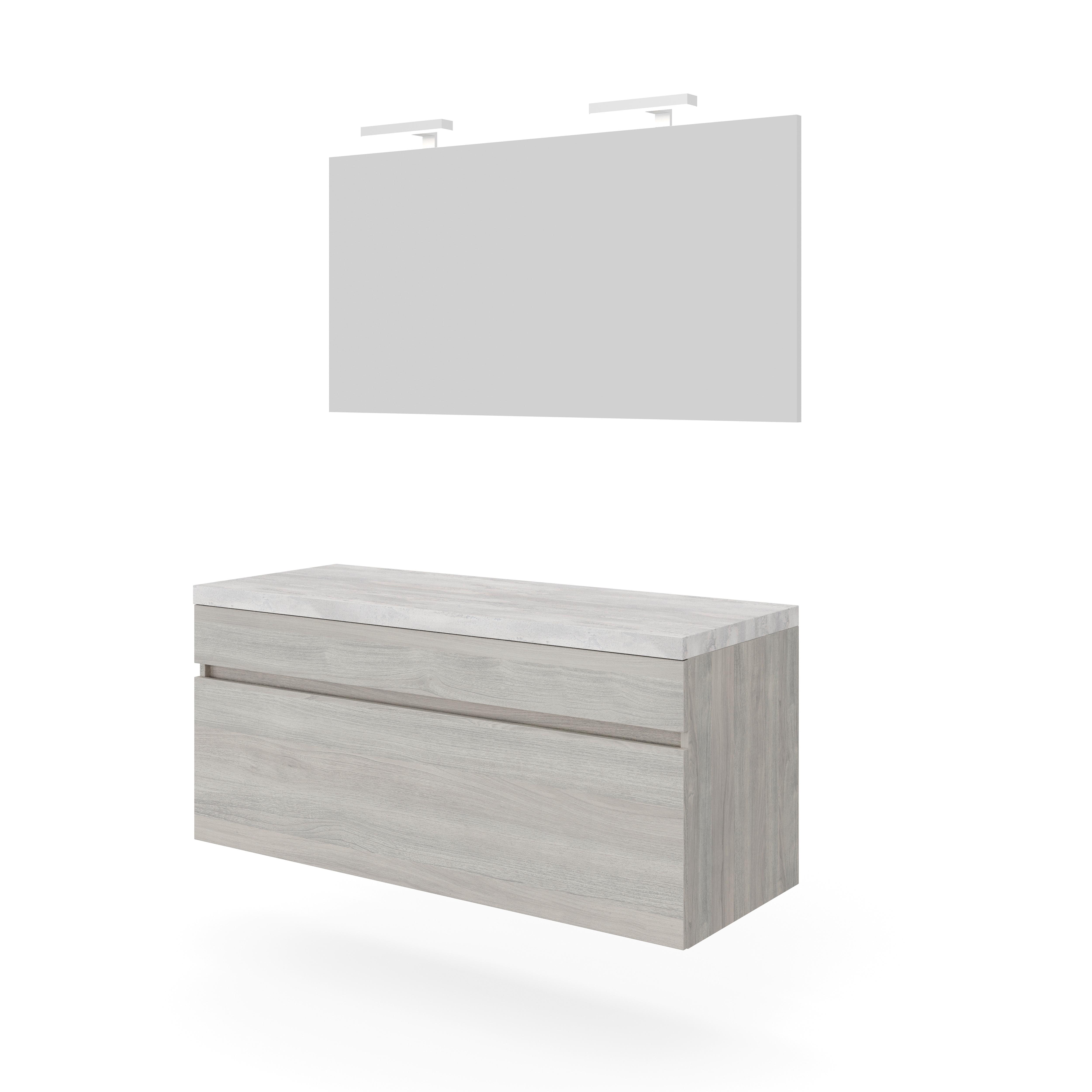 Mobilier de baie Bogota - alb/stejar gri, Basics, material pe bază de lemn (121/135/46cm)