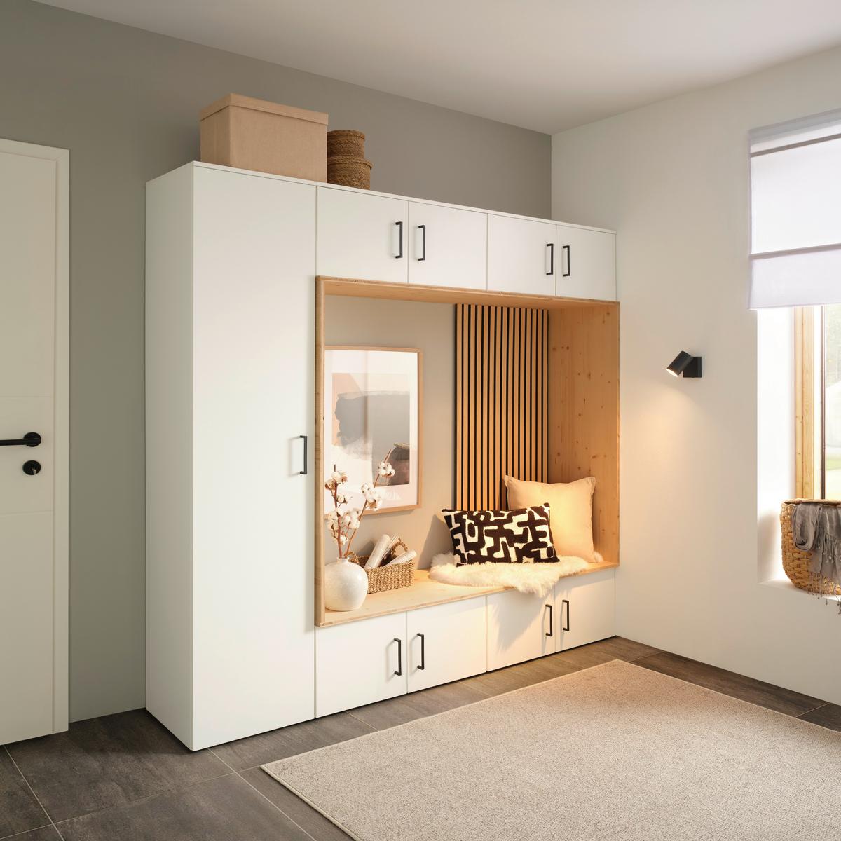 Schrank Multistauraum Weiß - Schwarz/Weiß, MODERN, Holzwerkstoff/Kunststoff (45/195/40cm) - Mömax
