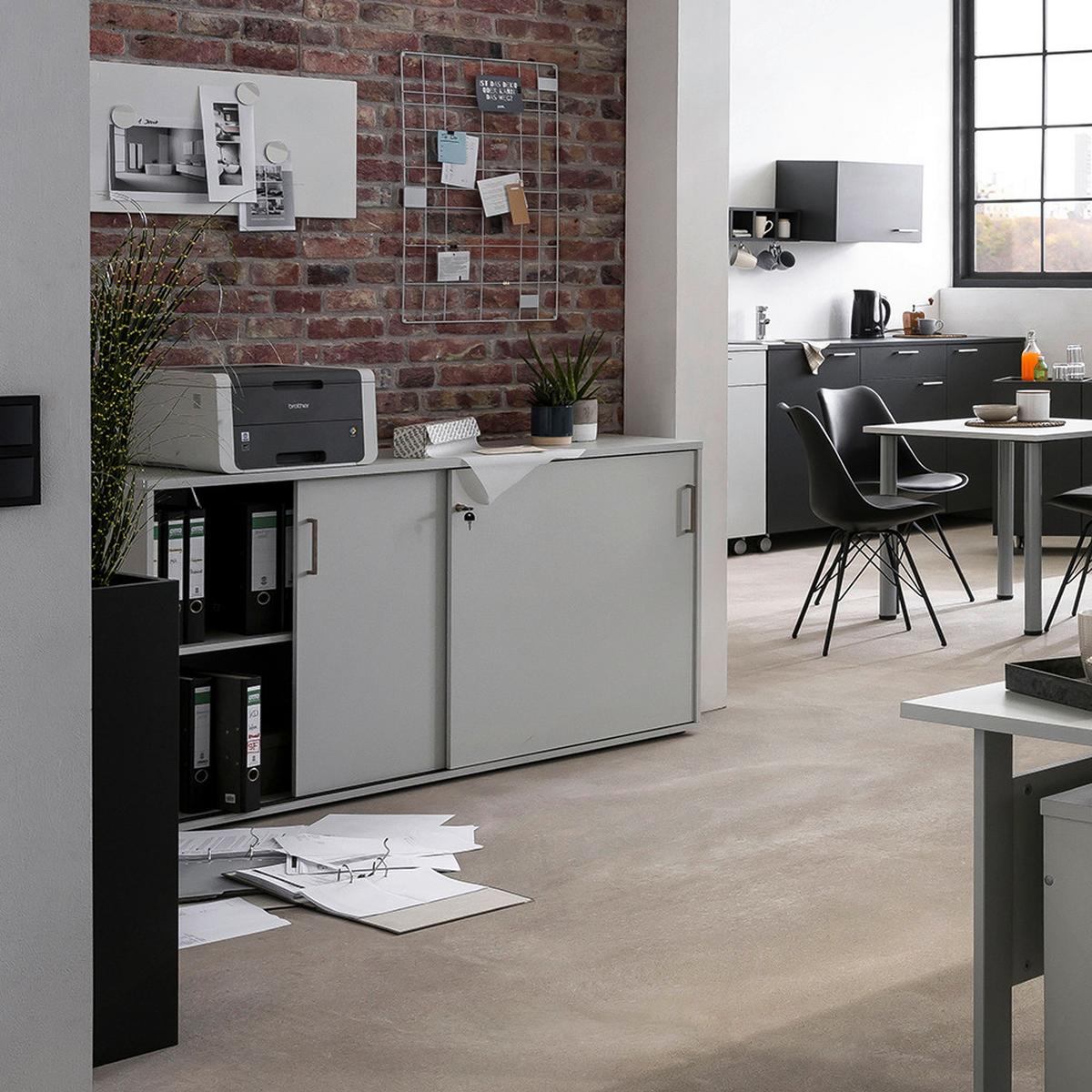 Aktenschrank Raumteiler 1600ST Hellgrau ca. 160x119,4x41cm - Hellgrau, MODERN, Holzwerkstoff (160/119,4/41cm) - MID.YOU