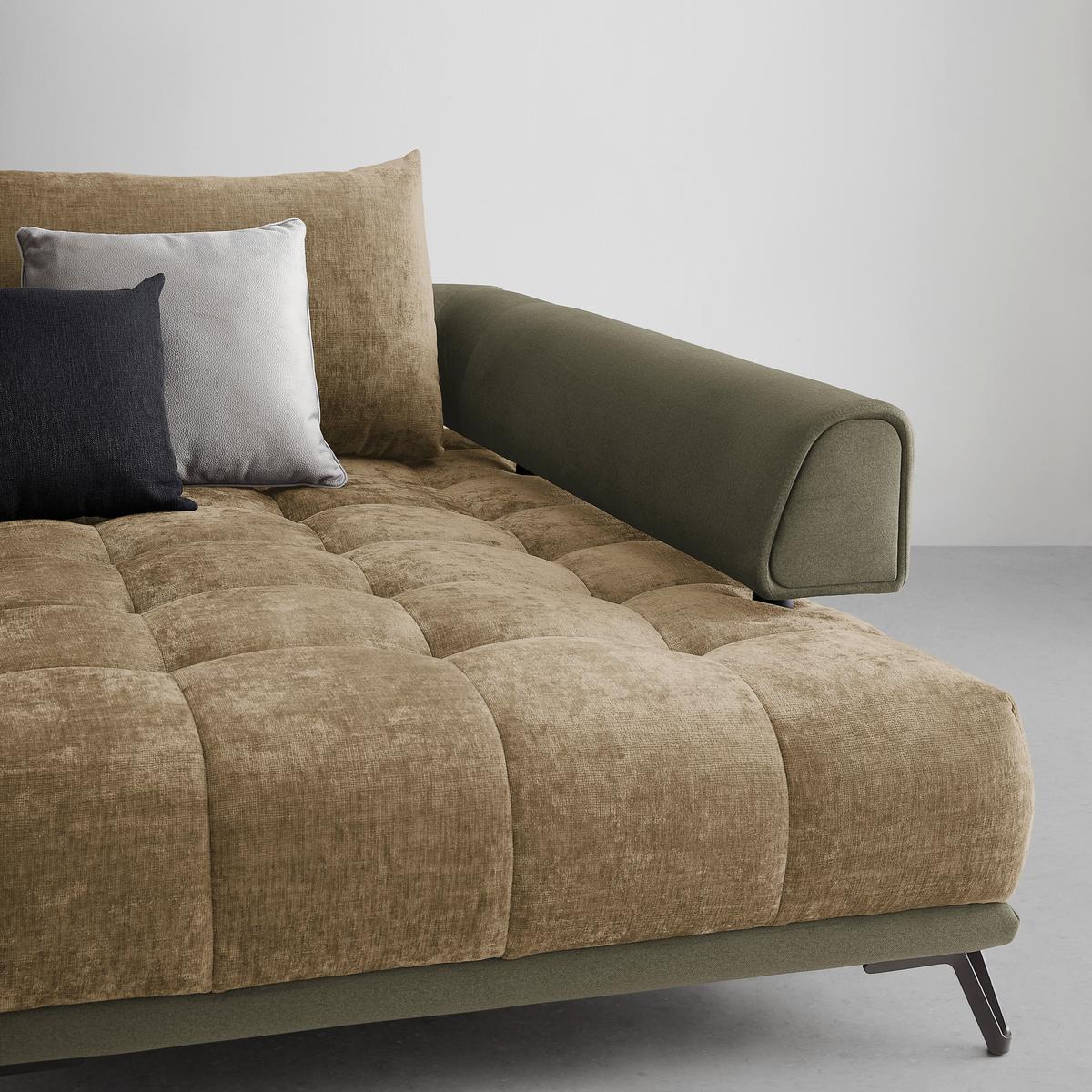 Ecksofa Morgan Olivgrün - Schwarz/Olivgrün, MODERN, Textil/Metall (184/67-87/262cm) - Mömax