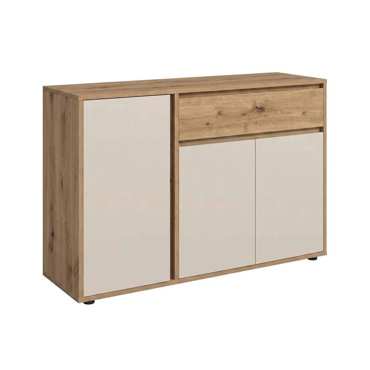 Comodă cu uși CANEVA - cașmir/stejar Artisan, Modern, material pe bază de lemn (128/86/40,3cm) - Modern Living