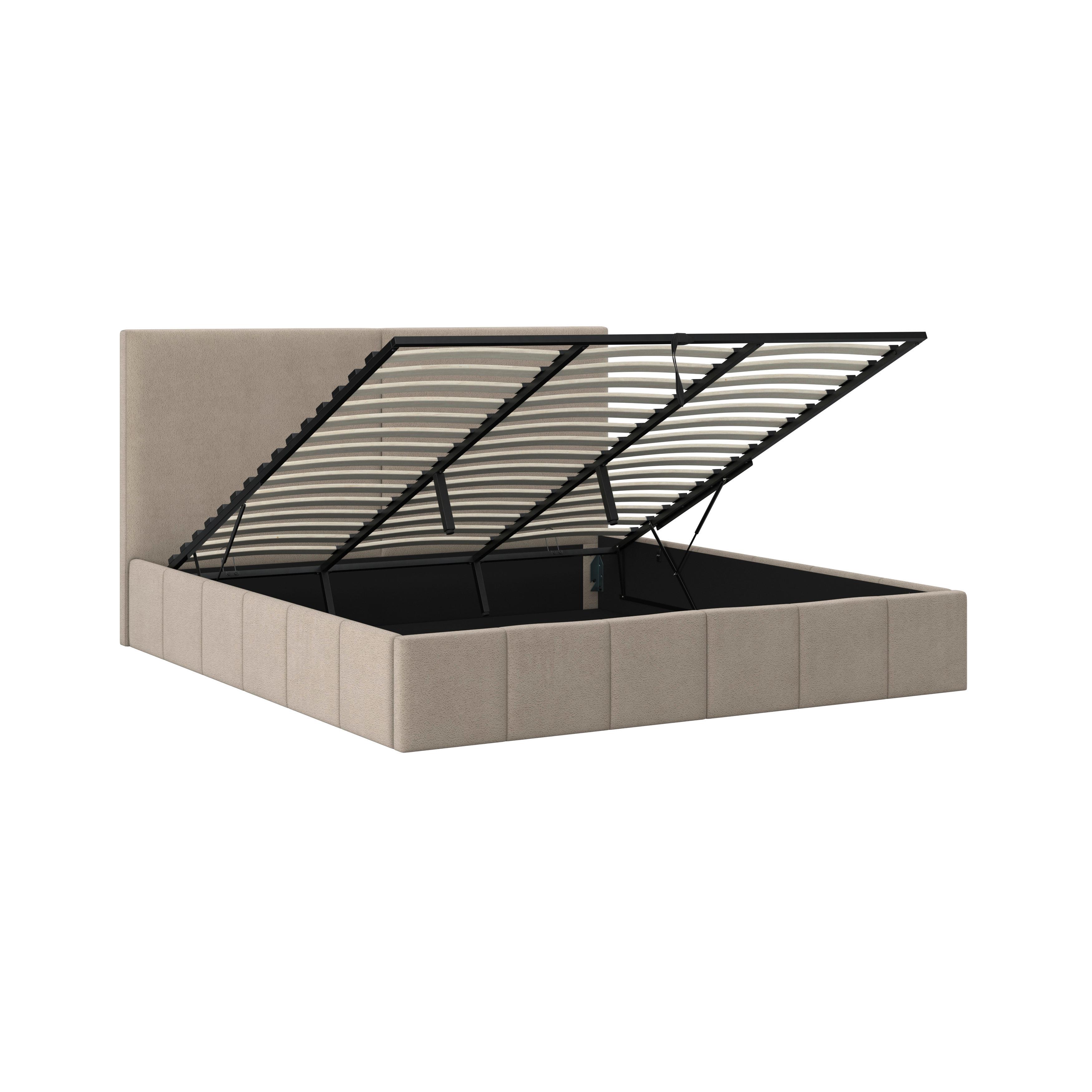 STOPPAD SÄNG MILA - svart/taupe, Modern, metall/trämaterial (180/200cm) - Bessagi Home