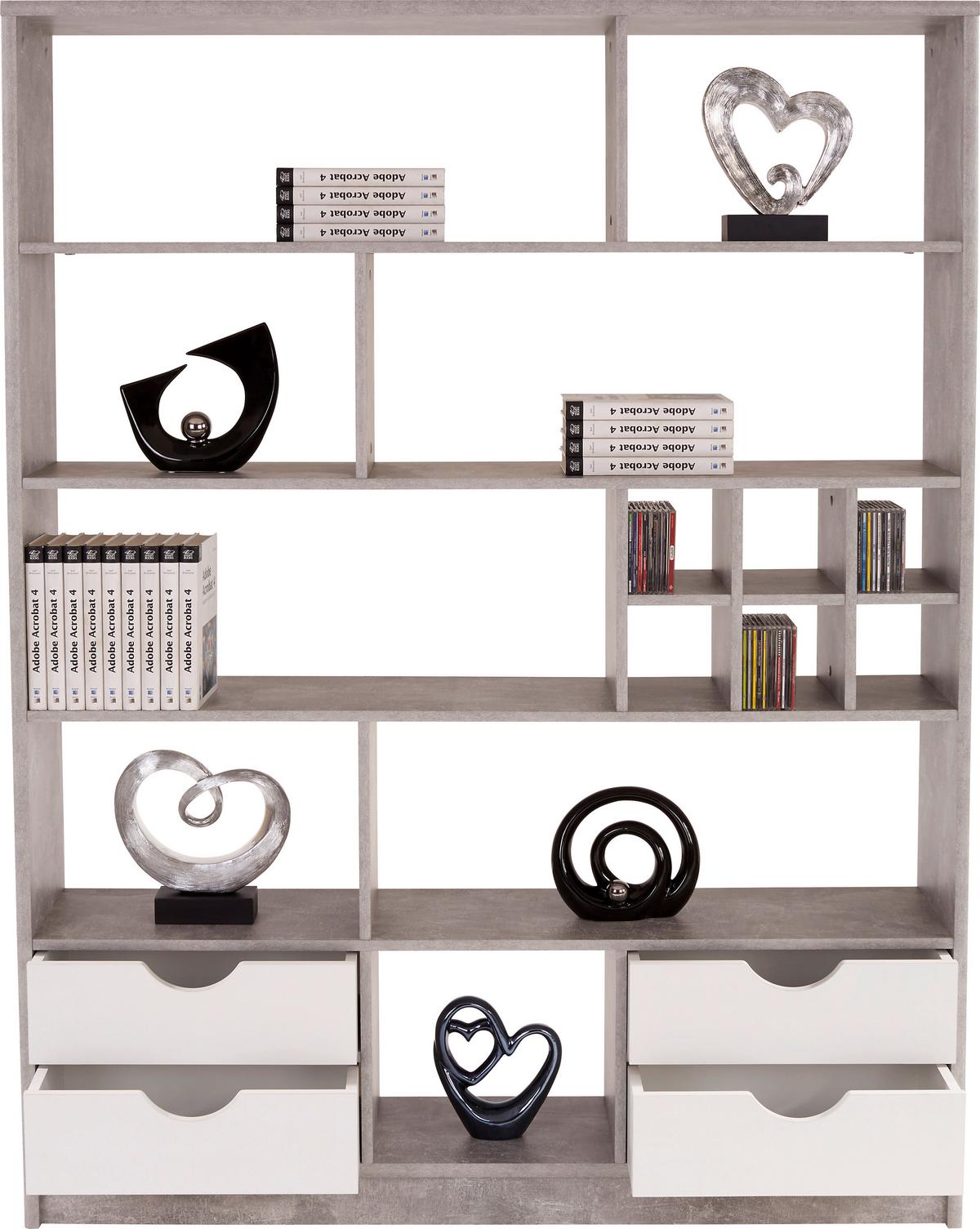 Etajeră Meggy - alb/gri, Modern, material pe bază de lemn (140/184/32cm) - Modern Living