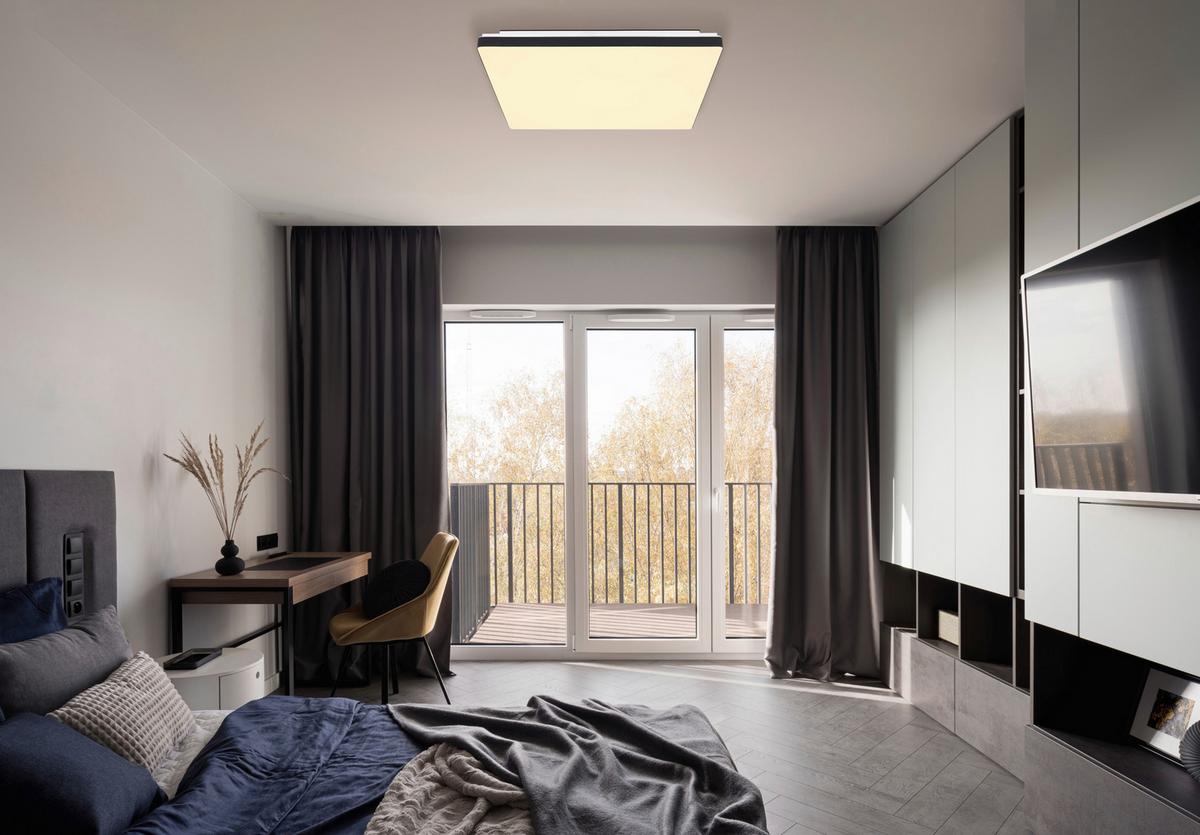 LED-DECKENLEUCHTE 48025OBSH ULLY - Weiss/Schwarz, Konventionell, Kunststoff/Metall (48,5/48,5/6,6cm) - Globo