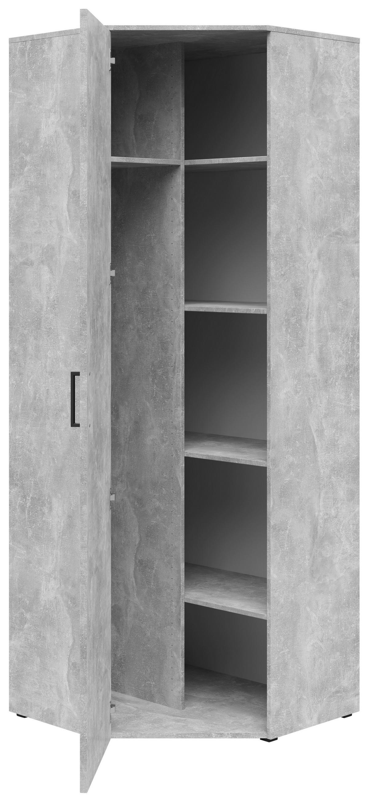 Eckschrank Multistauraum Betonoptik - Schwarz/Grau, MODERN, Holzwerkstoff/Kunststoff (71,5/195/71,5cm) - Mömax