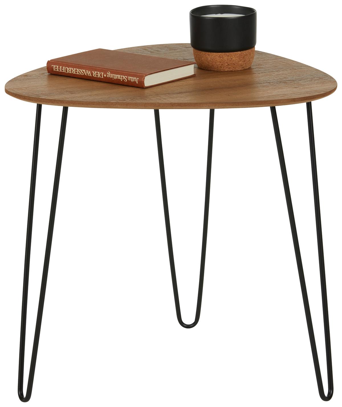Masă auxiliară BOLOGNA 1 - culoare lemn stejar/negru, Modern, metal/material pe bază de lemn (48/48/48cm) - Zandiara