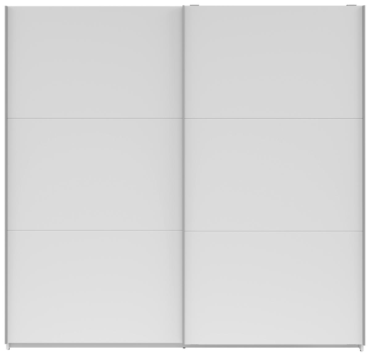 Schwebetürenschrank Saturn in Weiß ca. 218x210x59cm - Silberfarben/Weiß, KONVENTIONELL, Holzwerkstoff/Metall (218/210/59cm) - Mömax