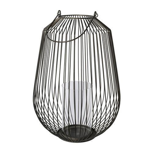 Windlicht aus Metall Ø ca. 35cm - Schwarz, Basics, Metall (35cm) - P & B