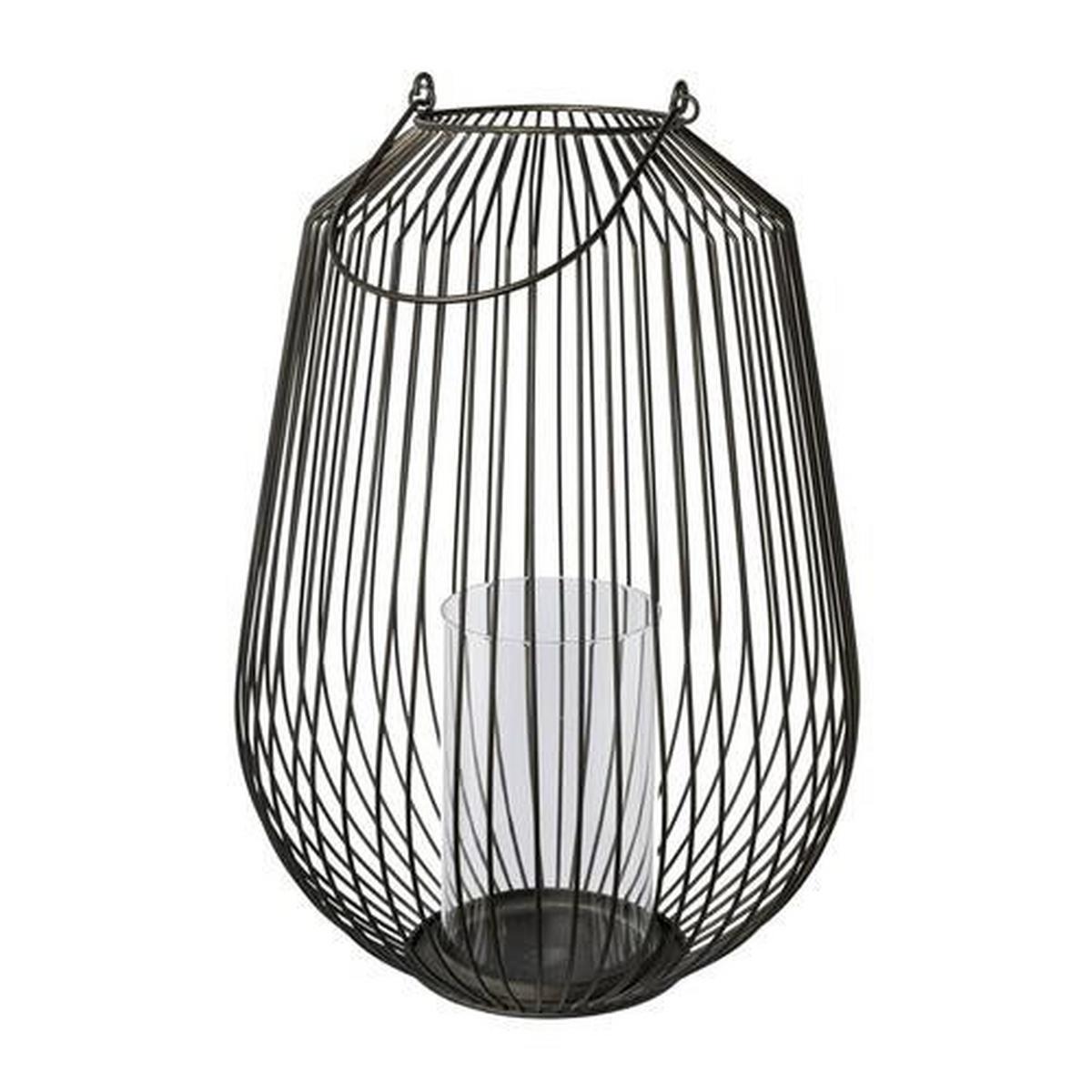 Windlicht aus Metall Ø ca. 35cm - Schwarz, Basics, Metall (35cm) - P & B