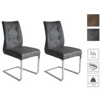 Schwingstuhl-Set MARLEN XXL Anthrazit, Wippfunktion - Anthrazit/Silberfarben, LIFESTYLE, Textil/Metall (47/96/62cm) - MID.YOU