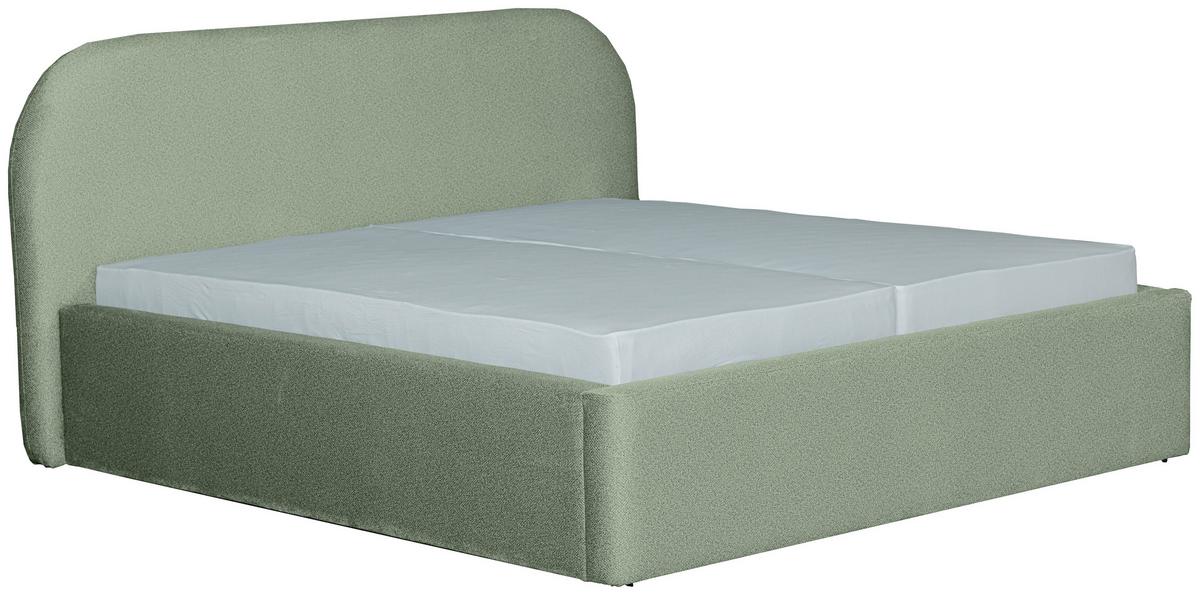 Oblazinjena Postelja Bilbao Storage - črna/svetlo zelena, Design, tekstil/les (180/200cm) - Mömax