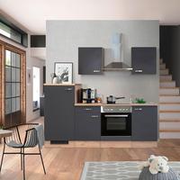 Kuhinjski Blok Z Aparati Shadow, Siva, Barva Hrasta - barve nerjavečega jekla/temno siva, Moderno, kovina/leseni material (220/200/60cm) - FlexWell