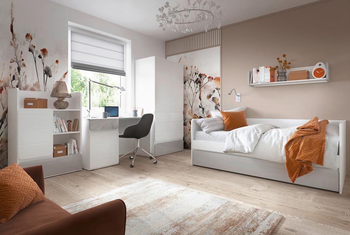 Komoda Flexi - siva visoki sjaj/bijela, Moderno, drvni materijal/plastika (126/77/41,6cm) - Premium Living