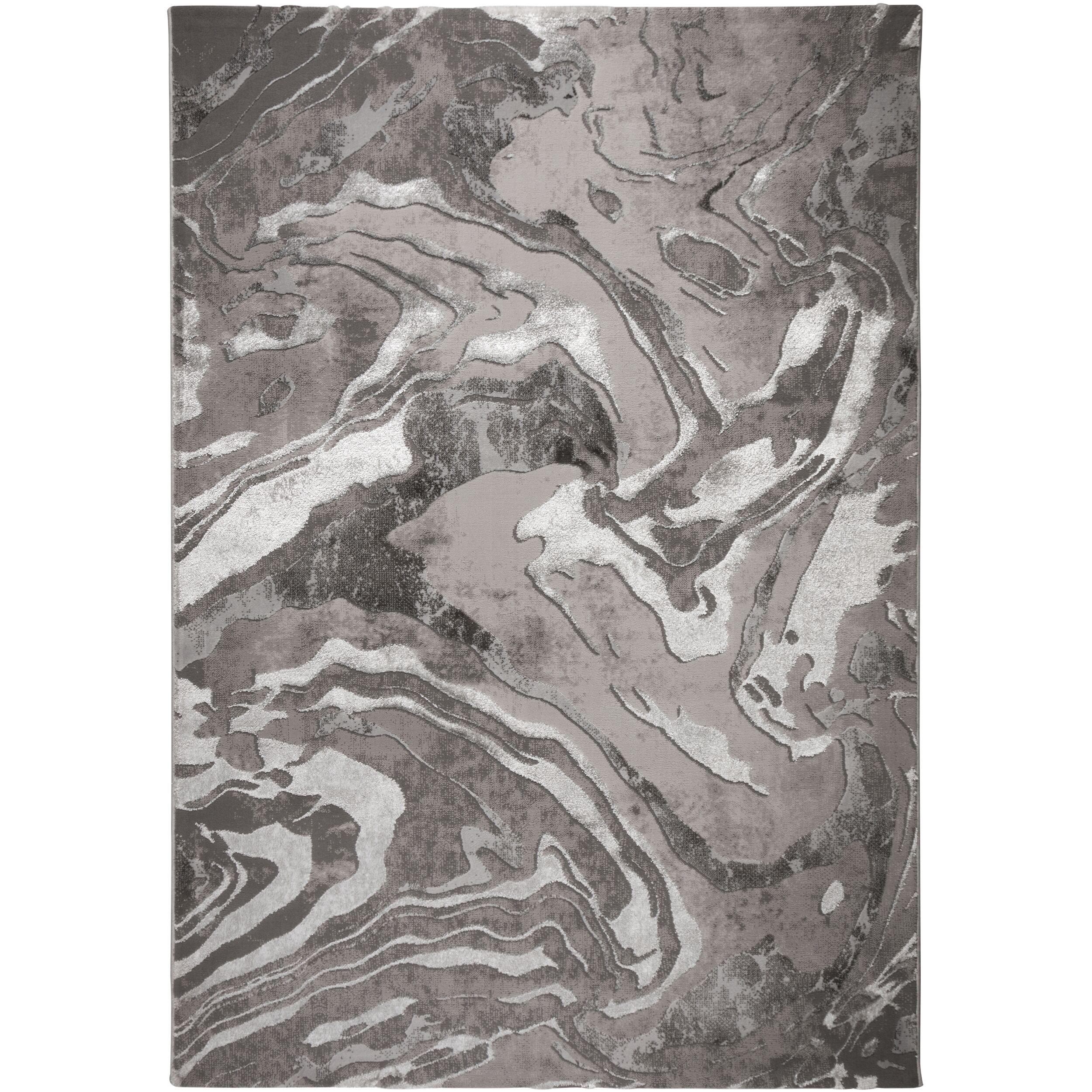 TEPPICH OUSE, abstrakt, Silber, 80 x 150 cm - Grau, Textil (150/80cm) - KADIMA DESIGN
