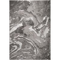 TEPPICH OUSE, abstrakt, Silber, 80 x 150 cm - Grau, Textil (150/80cm) - KADIMA DESIGN