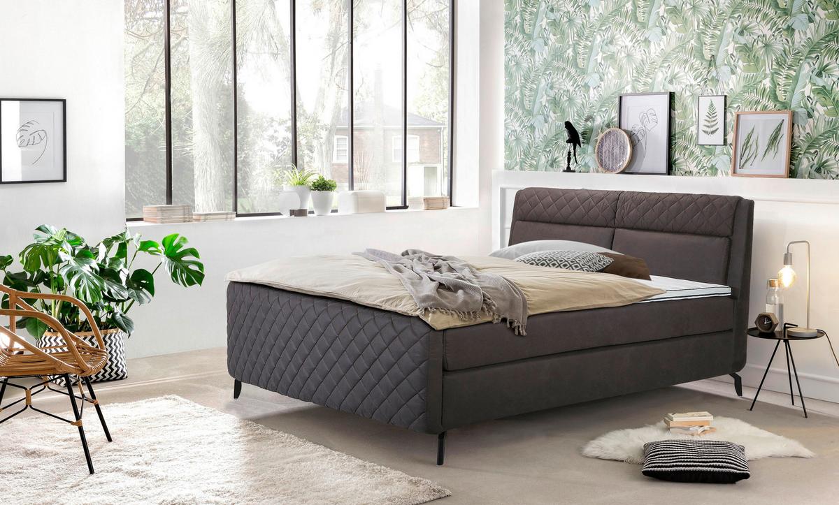 Boxspringágy Sötétszürke Manacor - sötétszürke, Konventionell, textil/fa (180/200cm)