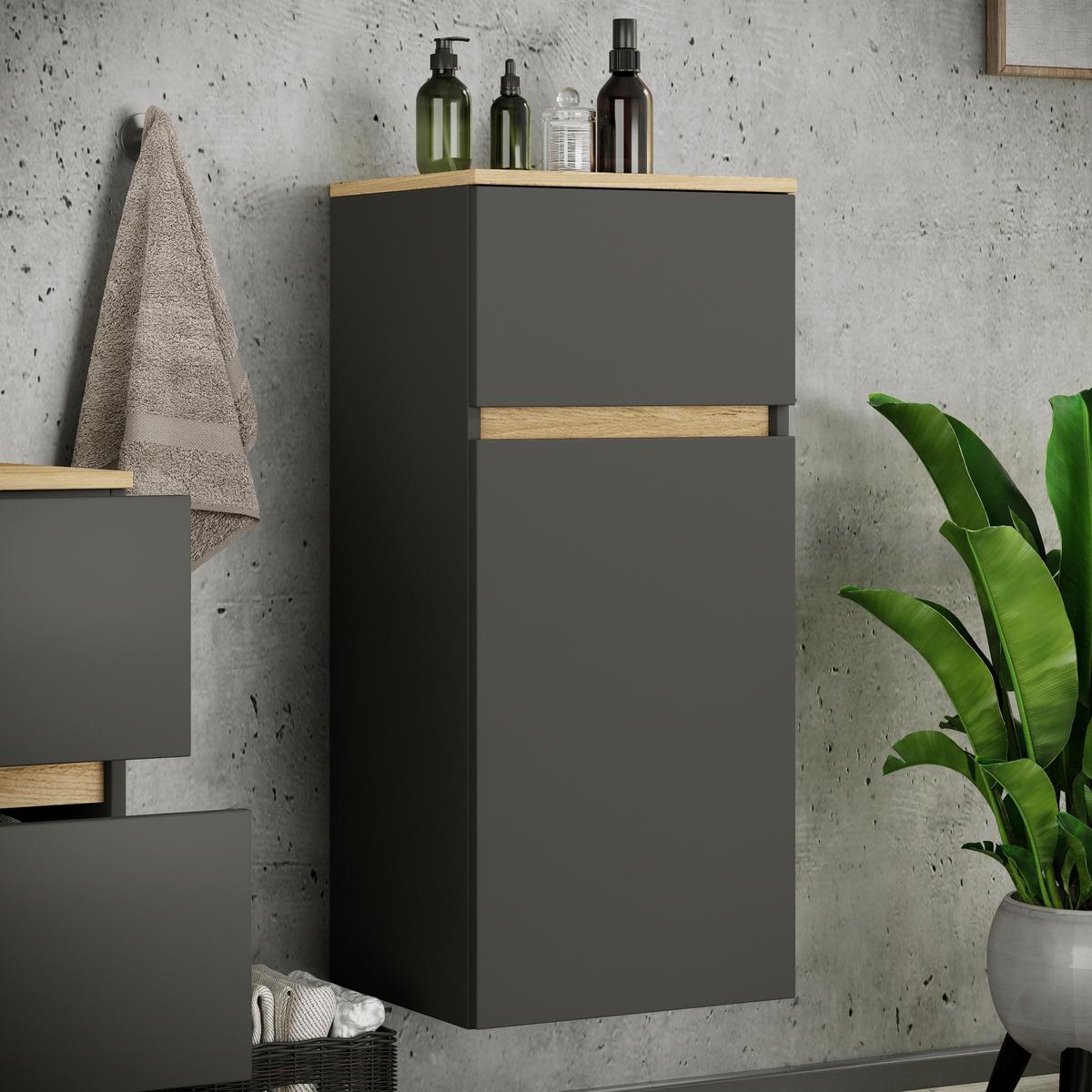 Midischrank Cosila - Honigeiche/Anthrazit, Trend, Holzwerkstoff (41/90/35cm) - MID.YOU