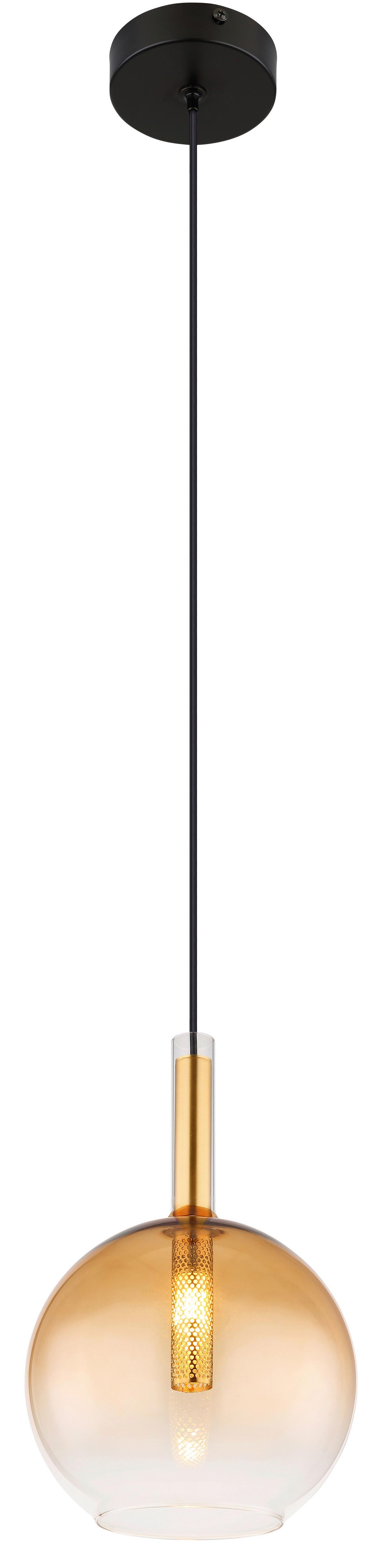 Viseča Svetilka 16044h1 - črna/prozorno, Design, kovina/steklo (18/120cm) - Globo