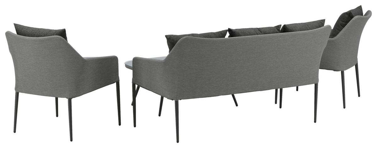 Loungegarnitur Spoga 4-tlg. Grau/Schwarz - Schwarz/Grau, KONVENTIONELL, Textil/Metall - Gardenson