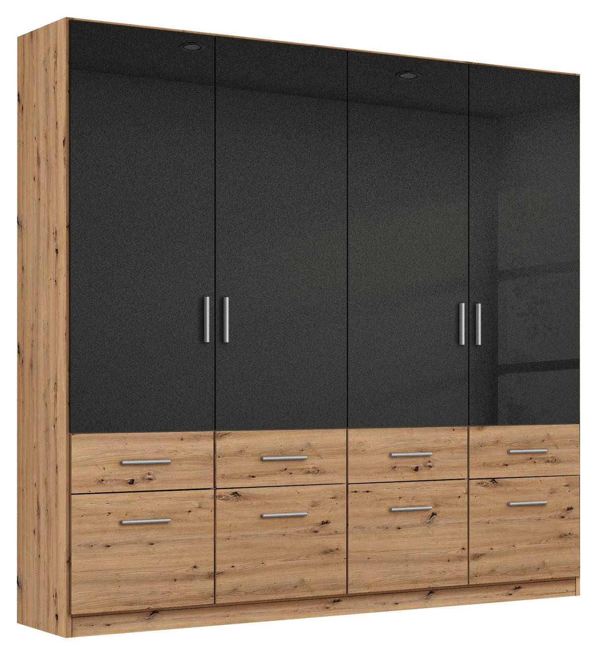 Omara Za Oblačila Celle Extra, Temno Siva, Barva Hrasta - srebrne barve/temno siva, Design, umetna masa/leseni material (181/197/54cm) - Mömax